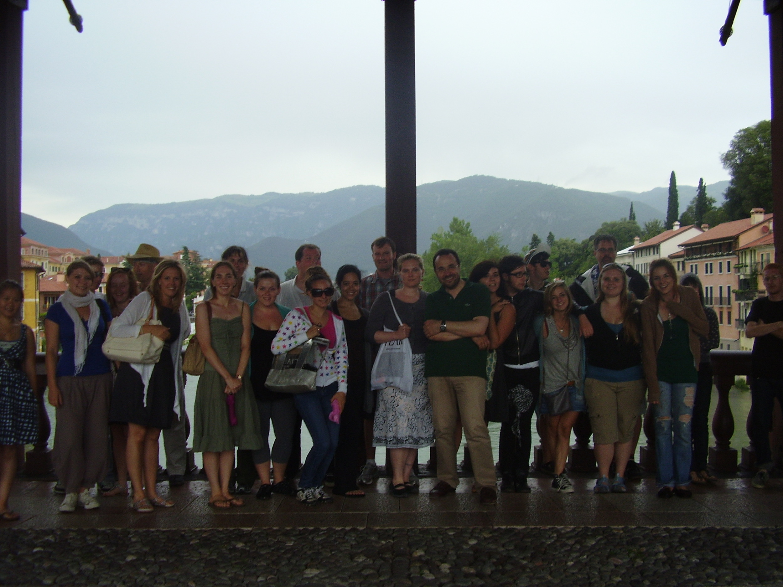 Pratt in Venice 2009 on the Palladio Bridge, Bassano del Grappa
