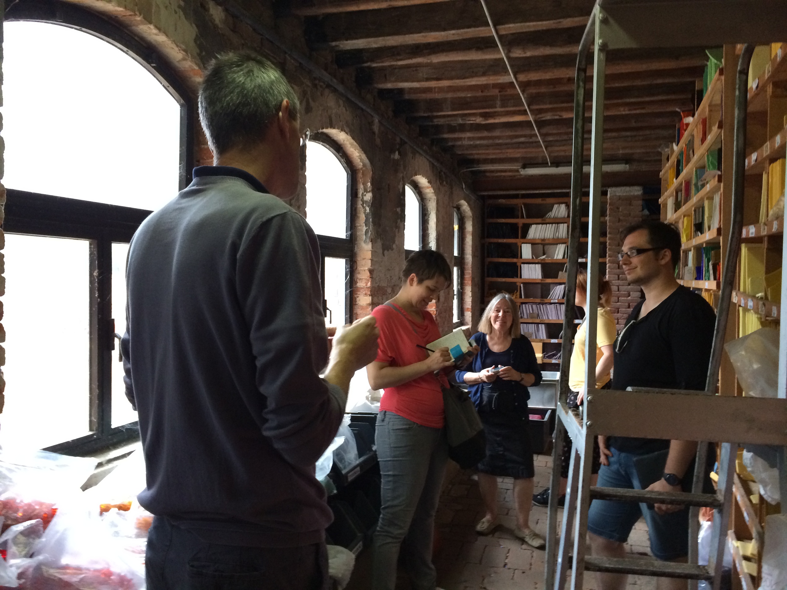 Materials & Techniques class visiting the biblioteca del colore at the Fabbrica Orsoni