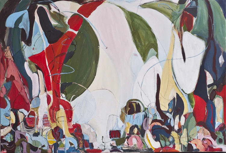 Monique Rollins, Laiguangyingeast Road , 2015, acrylic on canvas, 33 x 49 inches. Courtesy of the artist.