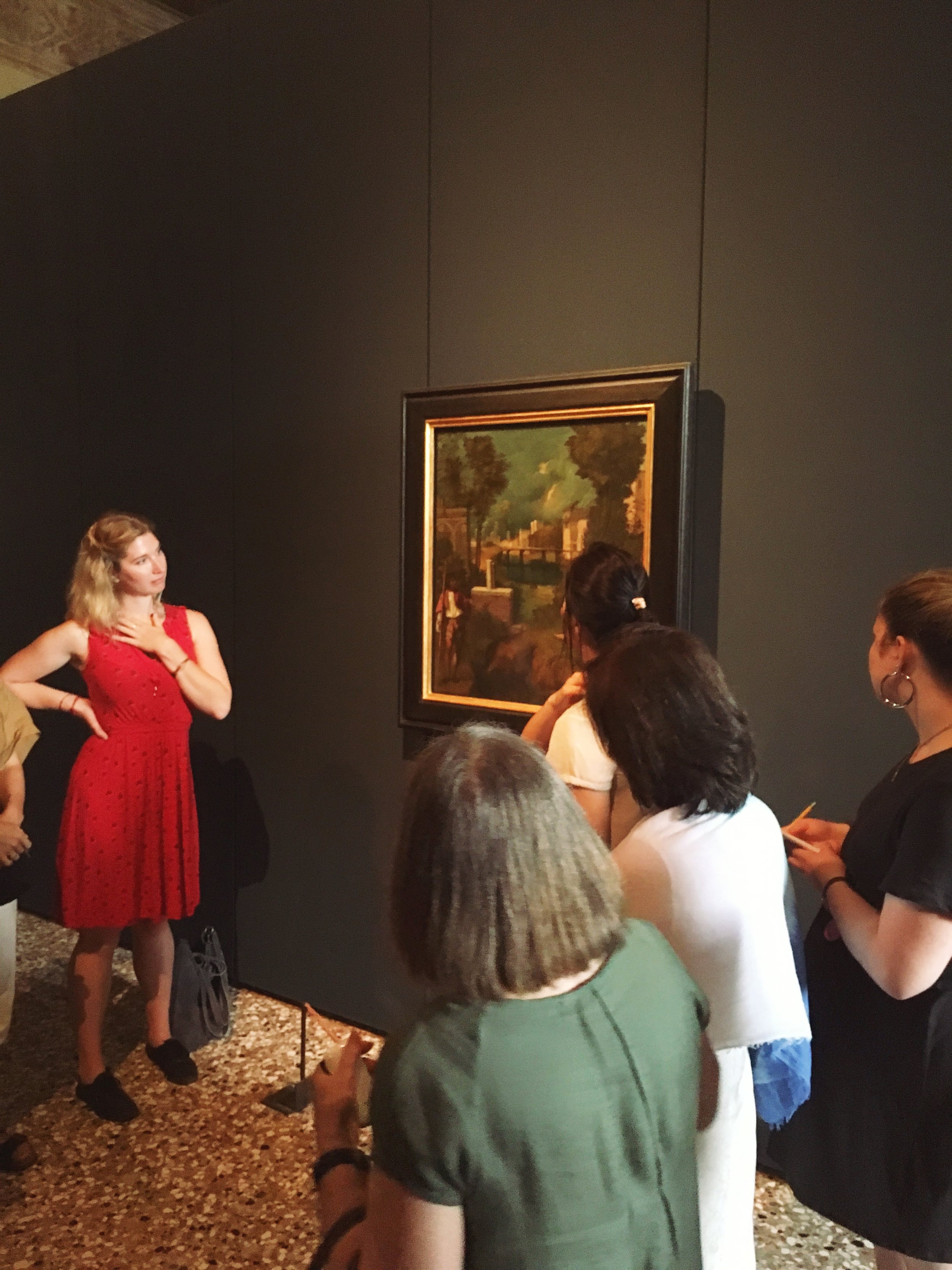 Students discuss Giorgione's "The Tempest" at the Galleria dell'Accademia