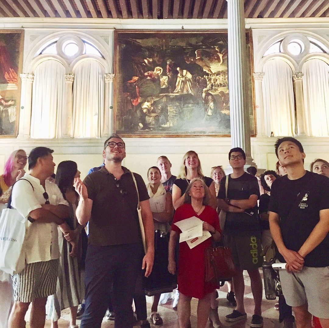 Professor Diana and Gisolfi and Joseph Kopta hold class at the Scuola San Rocco