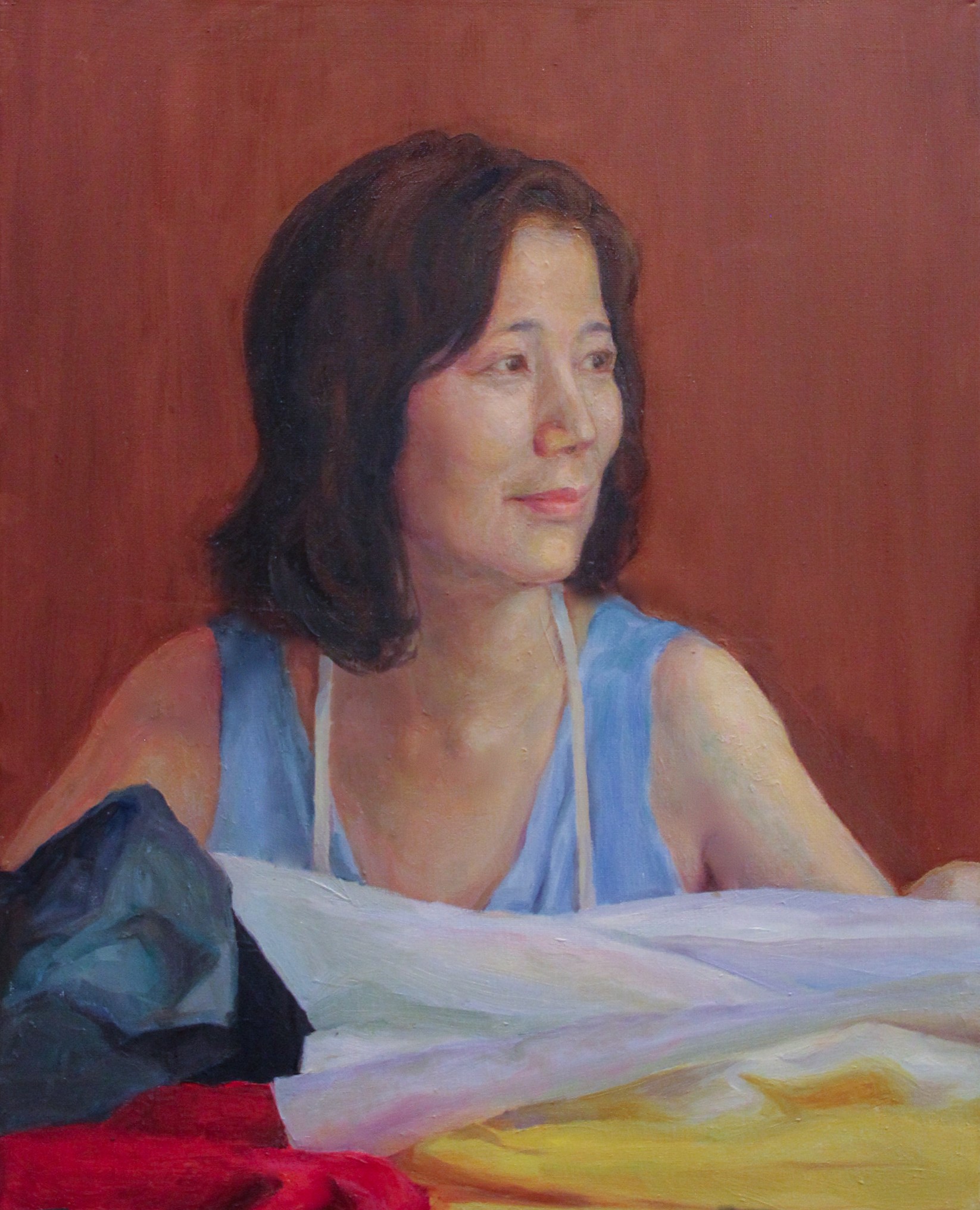 Penghui Zhang, "Portrait of Aomi" (oil on canvas)