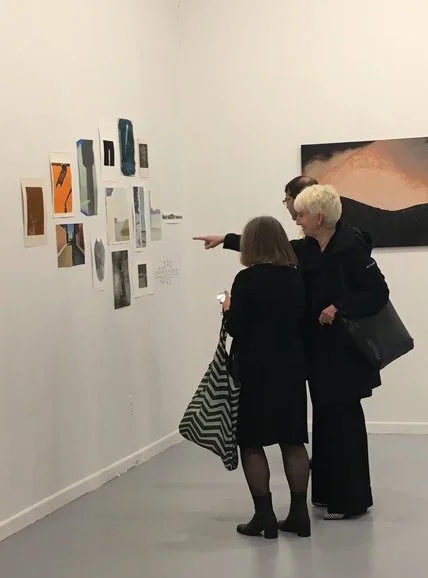 Pratt Institute President Frances Bronet speaks with Pratt in Venice Diana Gisolfi about the work of 2018 participant, Xingze Li (photo: Joseph Kopta).