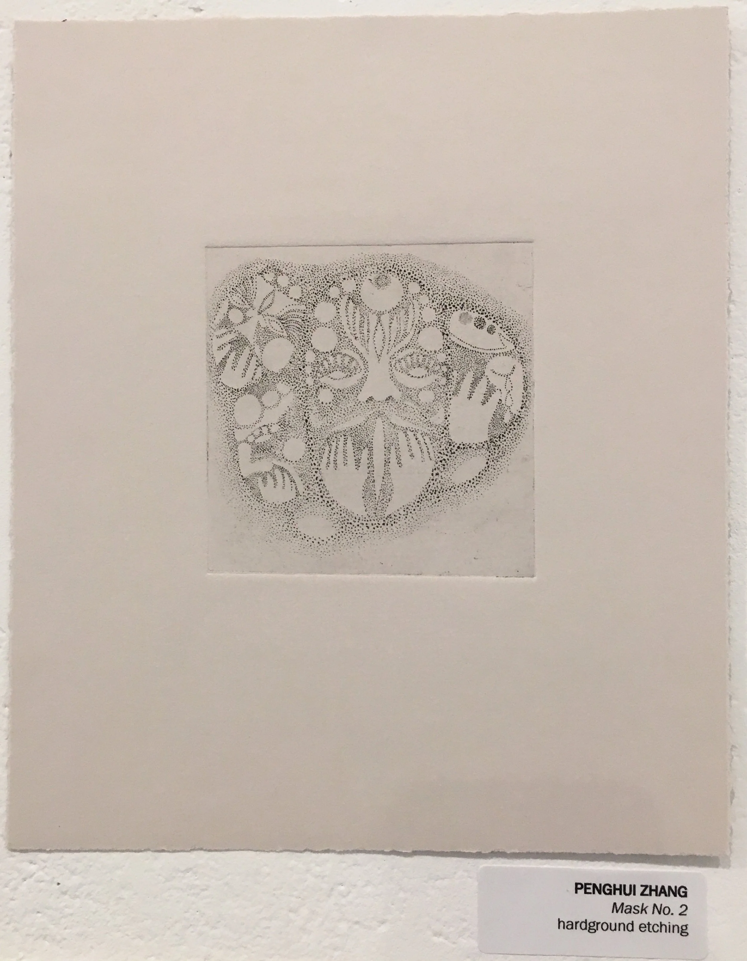 Penghui Zhang, "Mask No. 2" (hardground etching)