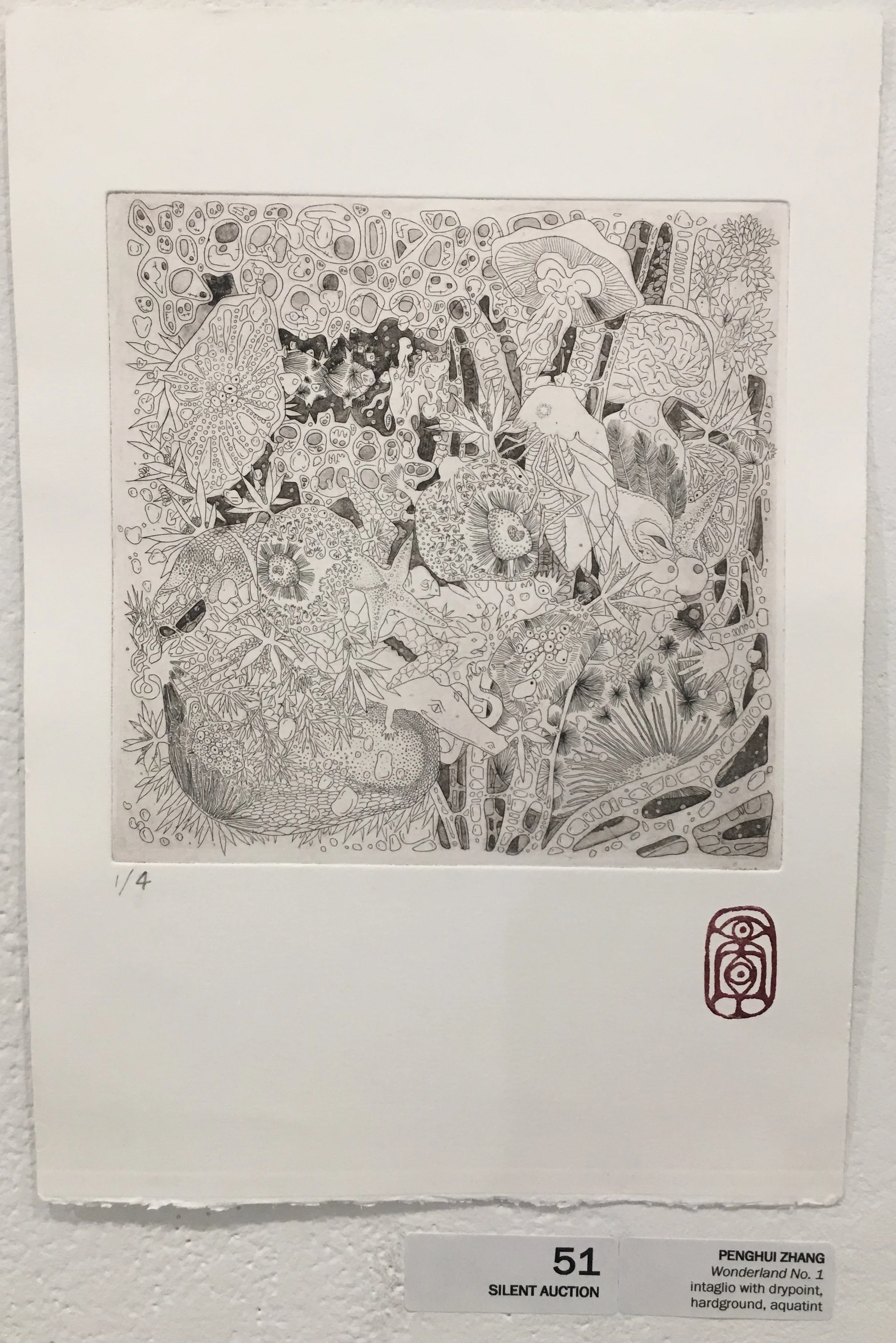 Penghui Zhang, "Wonderland No. 1" (intaglio with drypoint, hardground, and aquatint)