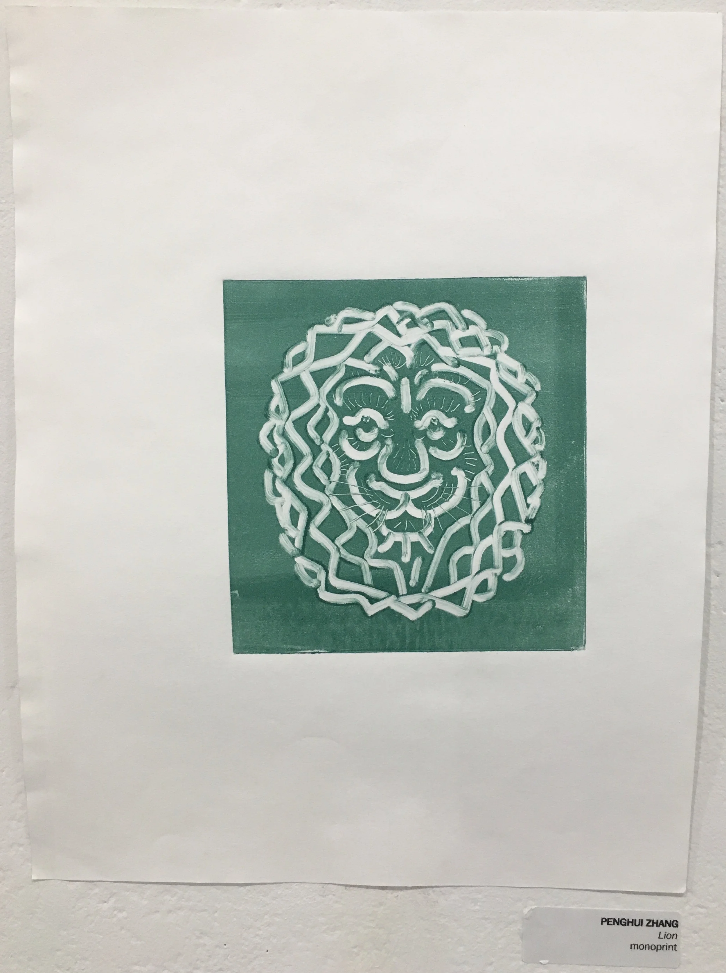 Penghui Zhang, "Lion" (monoprint)