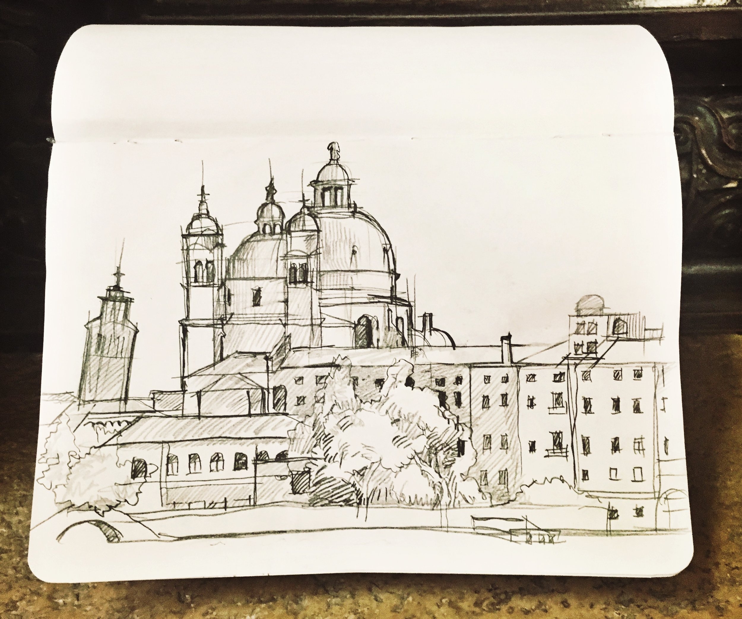A casual sketch of the Church of Salute by Penghui Zhang, which we used for our annual exhibition's poster design!