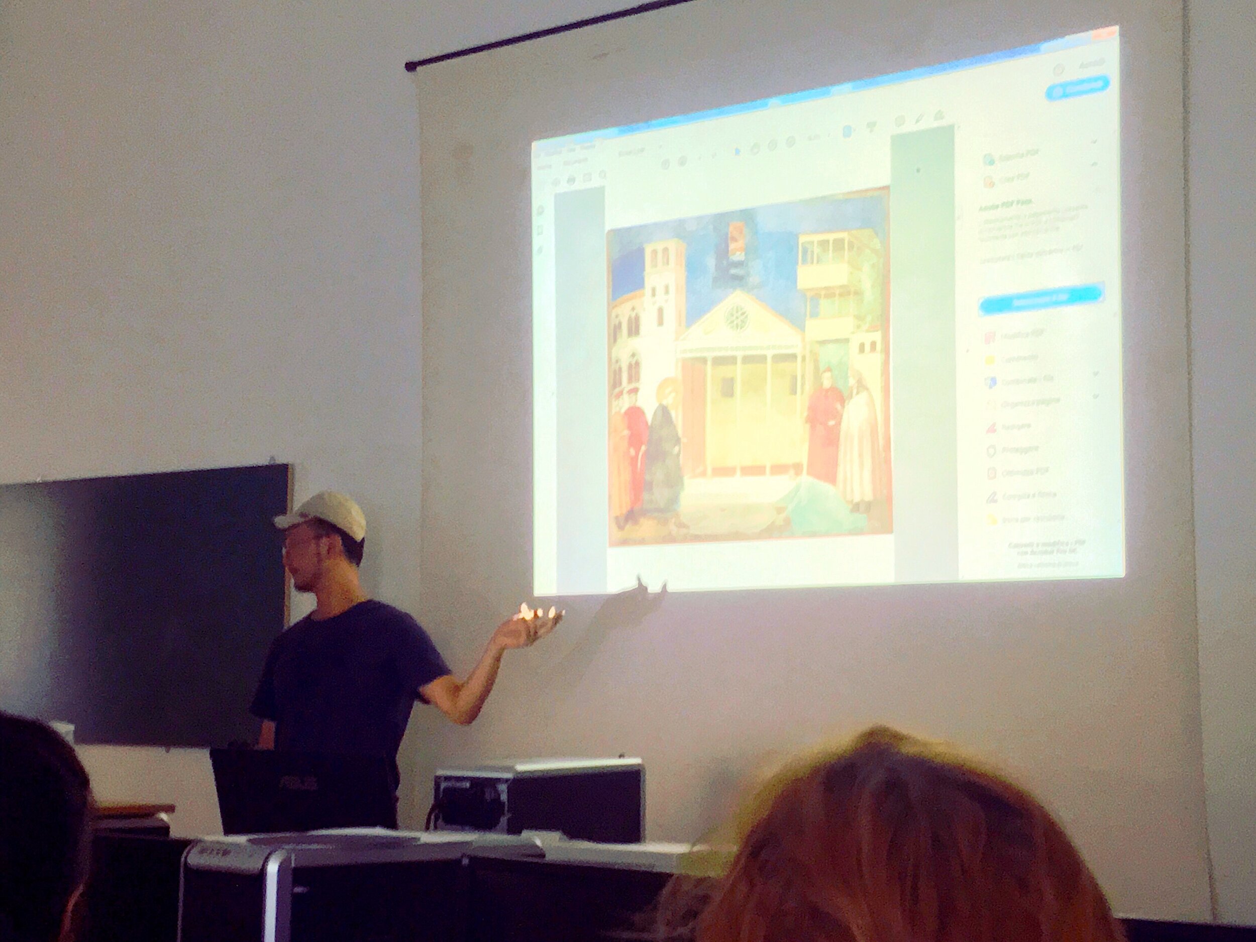 Kosuke giving his final presentation for Materials and Techniques of Venetian Art