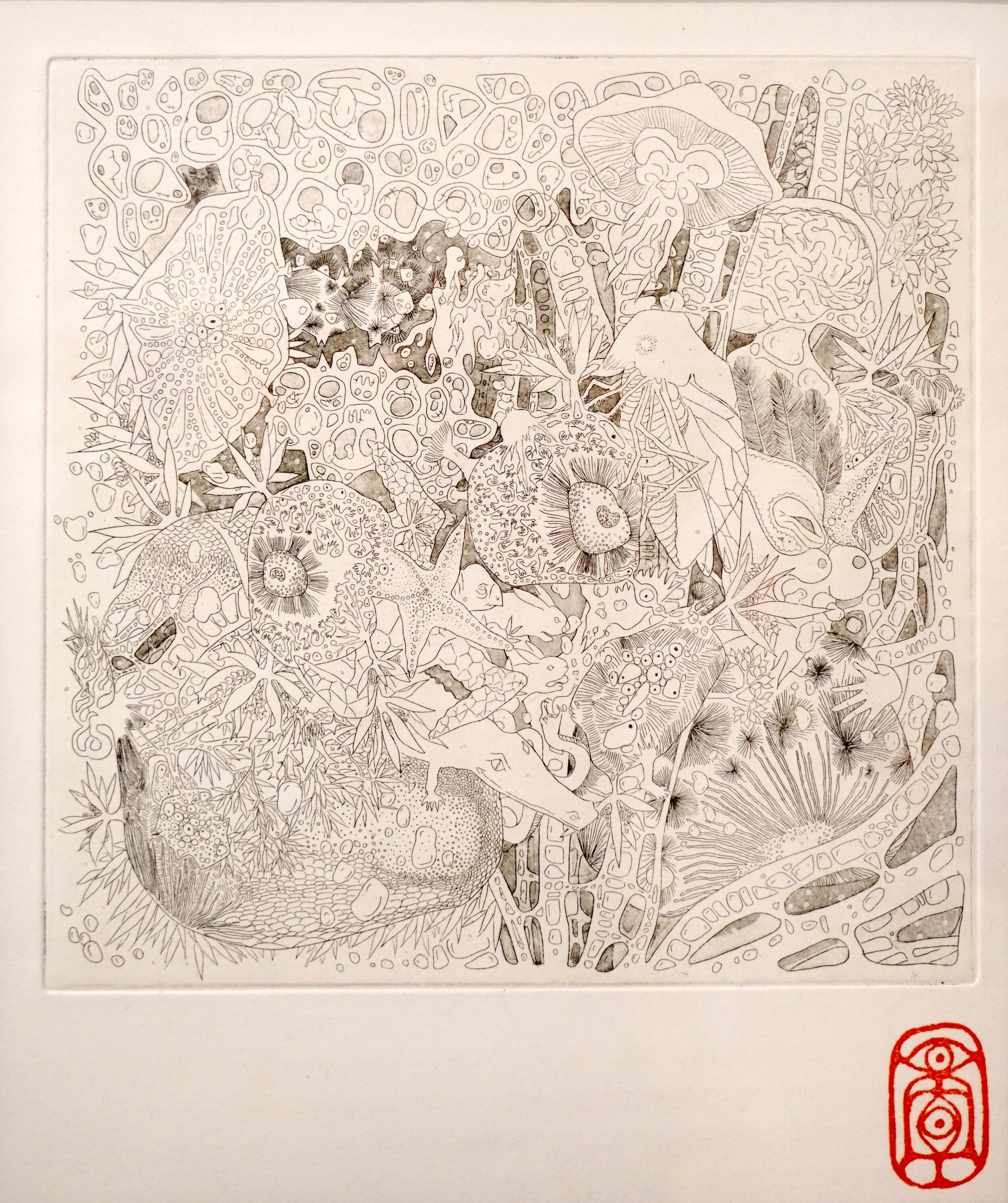  Penghui Zhang (PiV ‘18),  Wonderland , 2018. Hardground and aquatint, 10 x 12 in. 