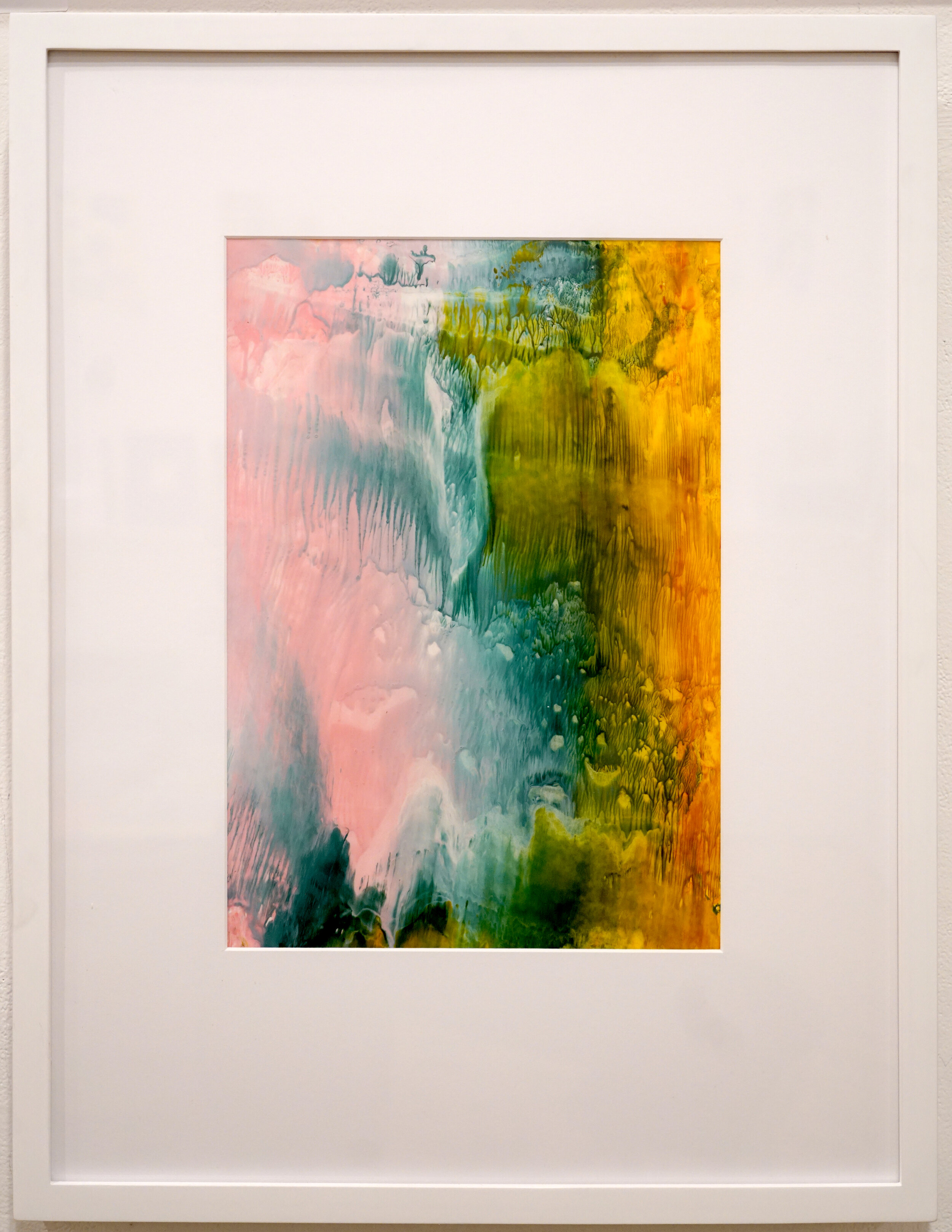  Kelly Steinke (PiV ‘95),  Pink Burst , 2016. Encaustic monotype, 16 x 13.5 in. 
