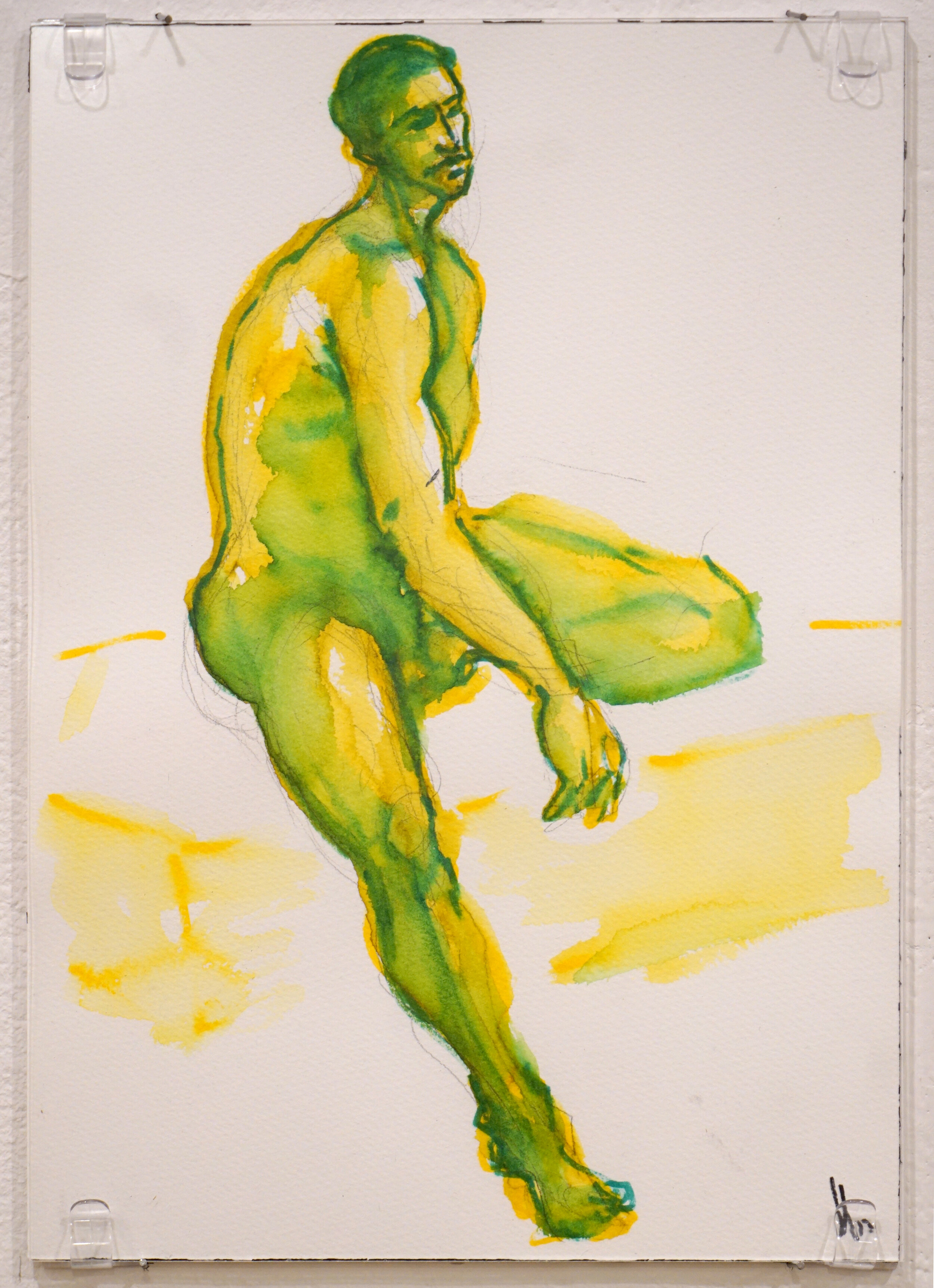  Lena Green (PiV ‘04),  Hector in Green , 2019. Watercolor, 14 x 10 in. 