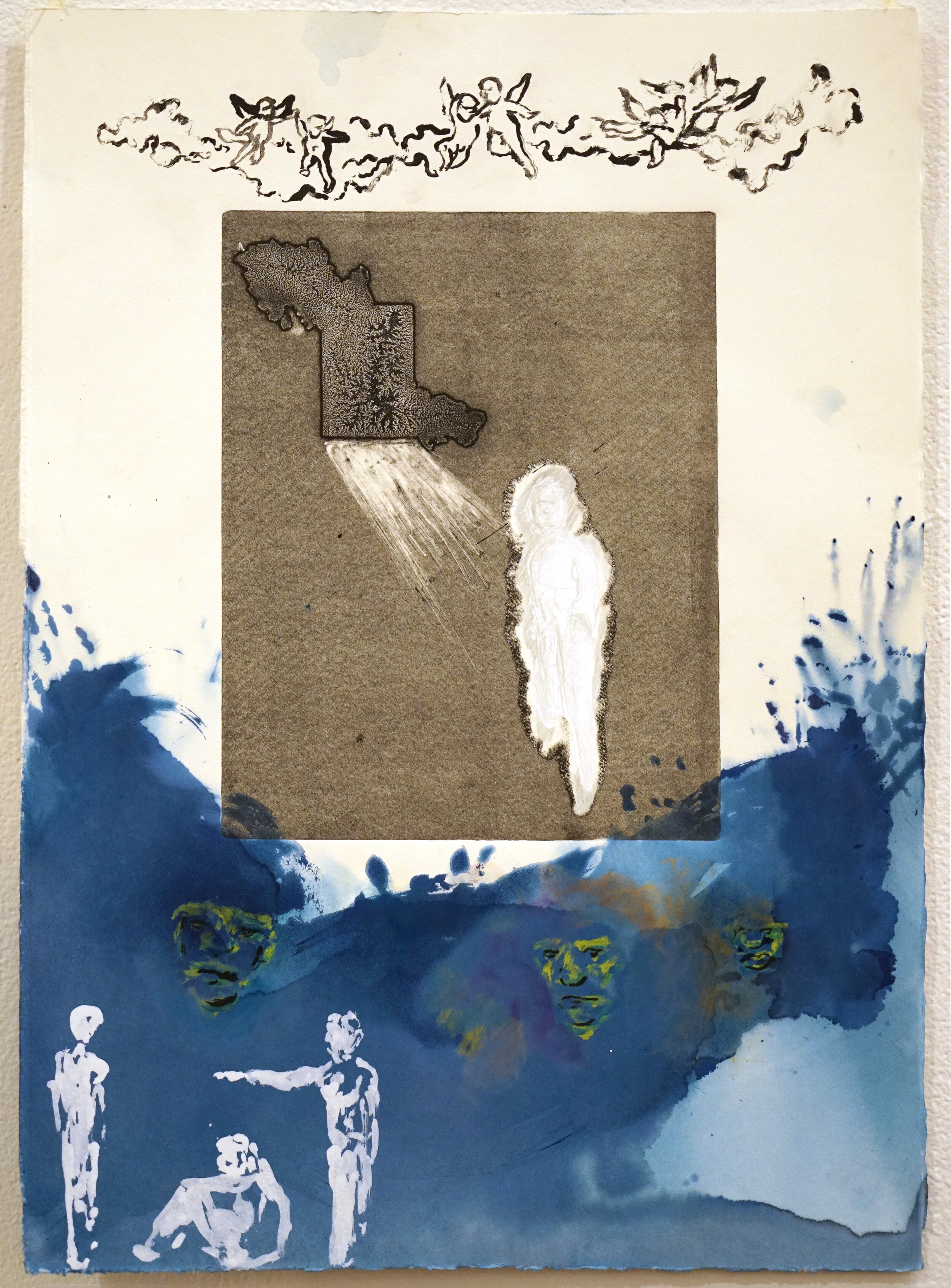  Mitchell Lemke (PiV ‘19),  Untitled , 2019. Monoprint and cyanotype on Modigliani Neve paper, 20 x 14 in. 