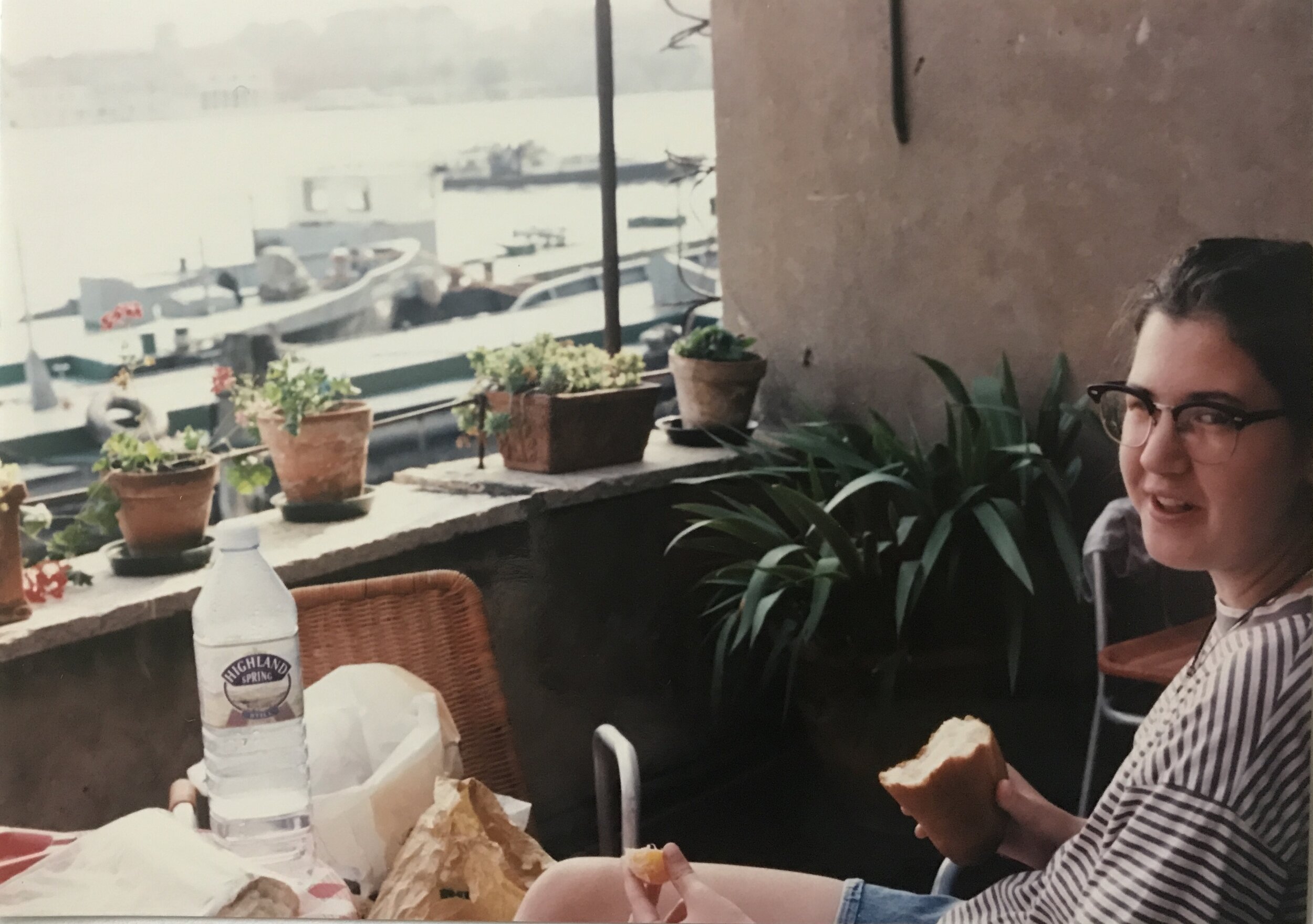   Sunny Sillane on the patio of La Calcina , 1993 (photo: Wennie Huang) 