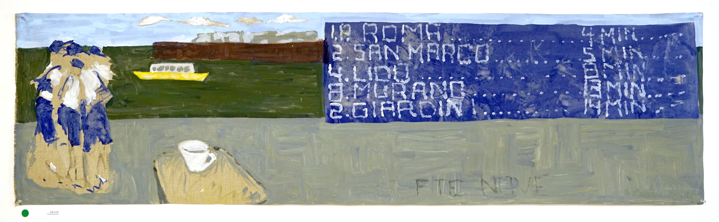  June Allen (PiV ‘84),  Fondamente Nove , 2019. Acrylic on linen, 19.5 x 69 in. 