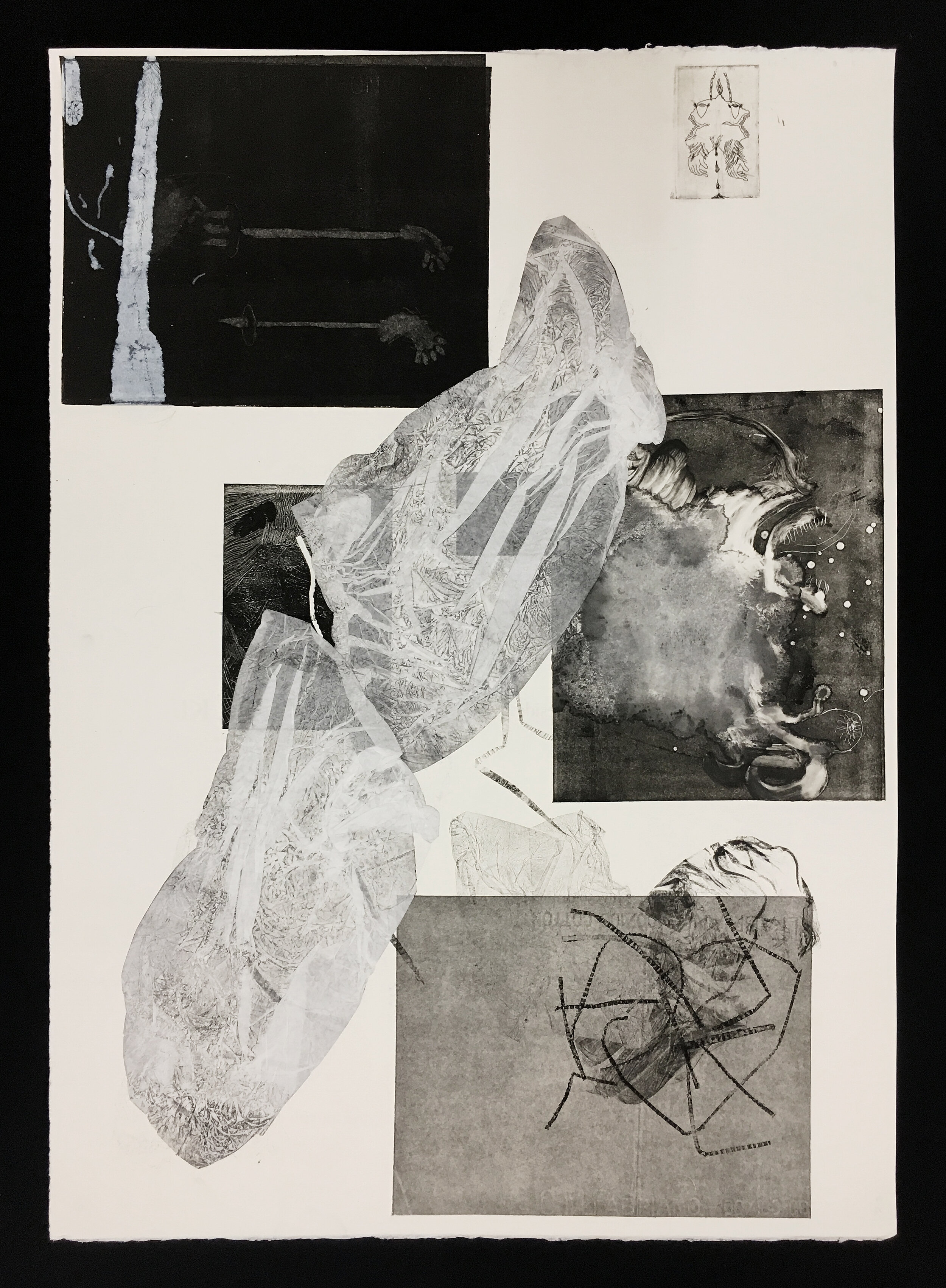  Kosuke Kawahara (PiV ‘19),  Fluid Dynamics 1 , 2019. Hardground, Drypoint, Aquatint, Monotype, and Collagraph; 22 x 30 in. 