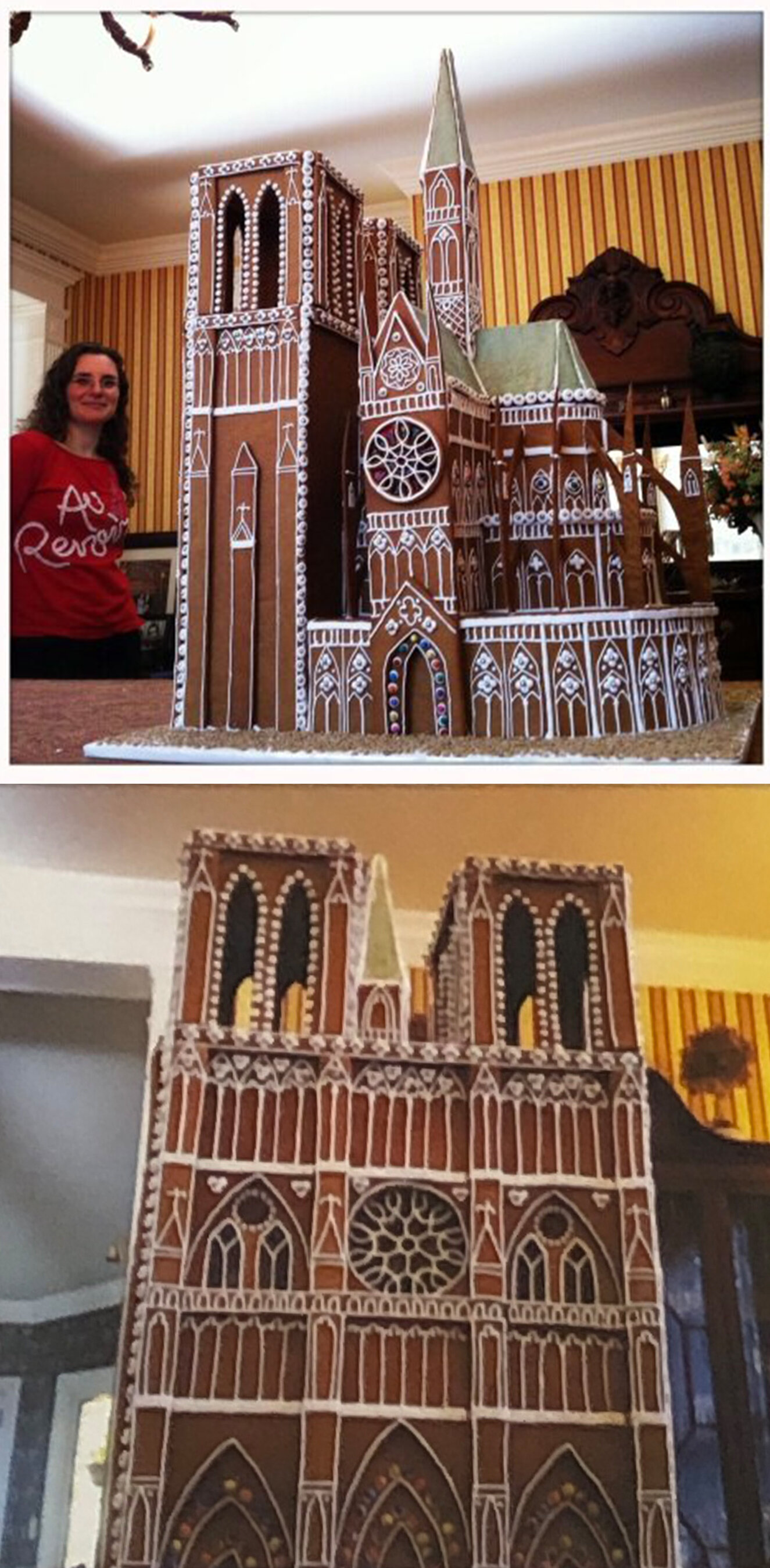  Jennifer Roth (PiV ‘92),  Notre Dame Cathedral in Gingerbread , 2012. Gingerbread, royal icing, candy, dried beans, 3 x 3 x 4 ft. 