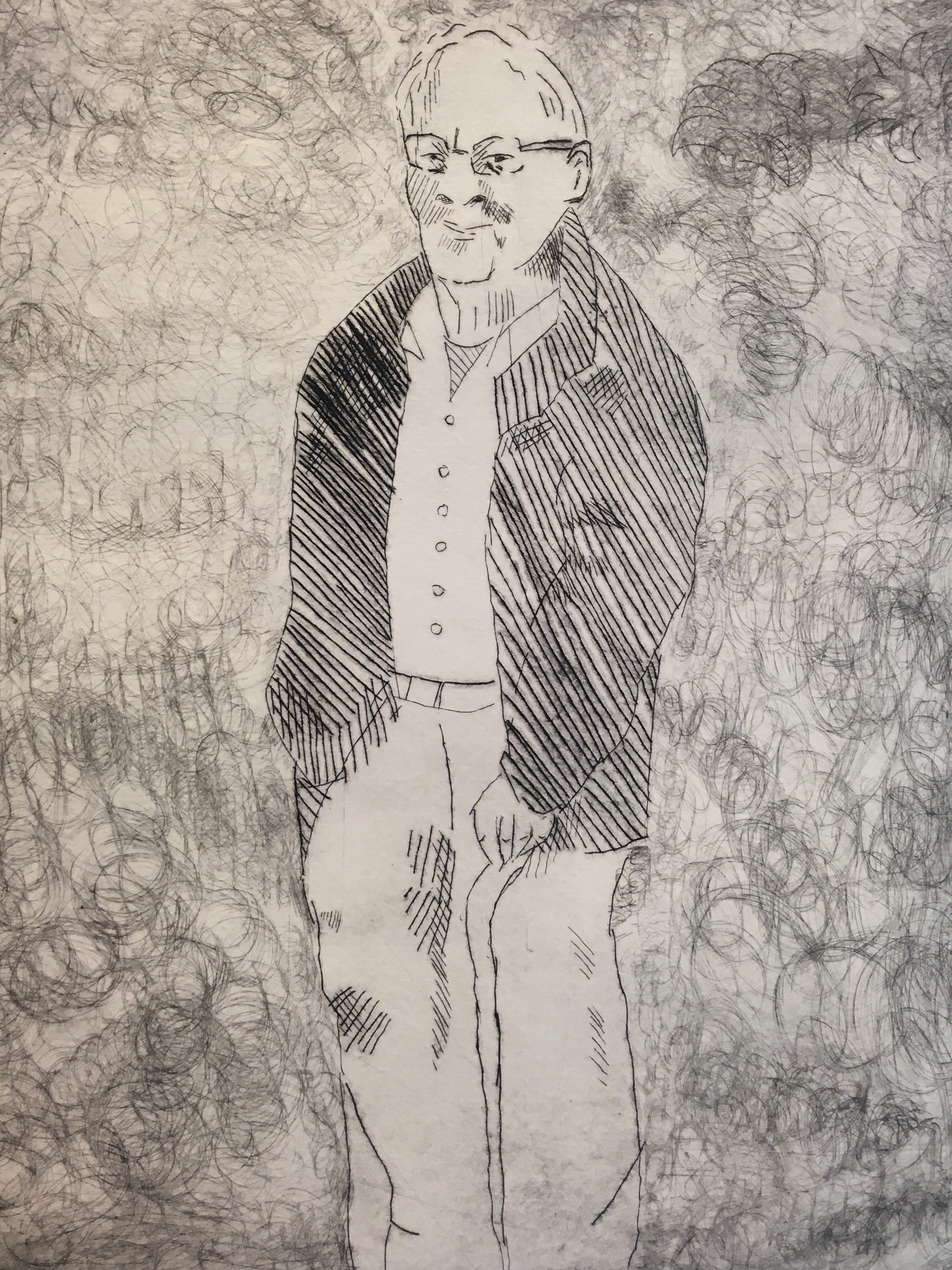  Eleanor McGuirk (PiV ‘19),  Richard Constable , 2019. Drypoint 