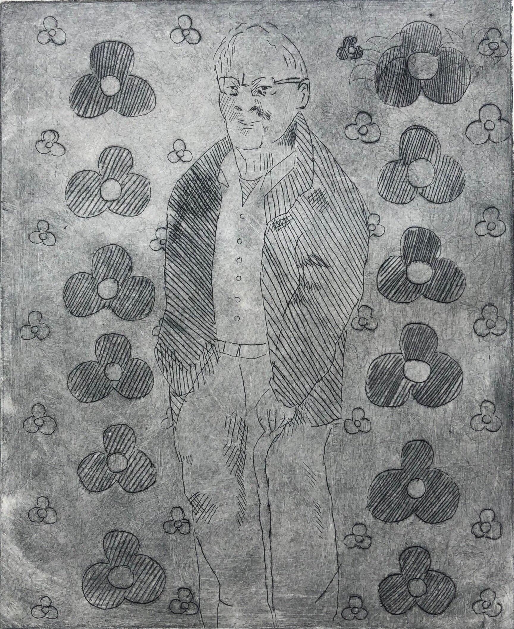  Eleanor McGuirk (PiV ‘19),  Richard Constable , 2019. Drypoint 