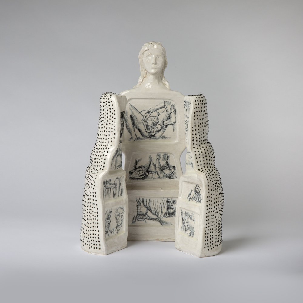  Katie Croft (PiV ‘19),  Could I Have Been Anyone Other  Than Me? , ceramic, 12 x 12 x 6 in. 