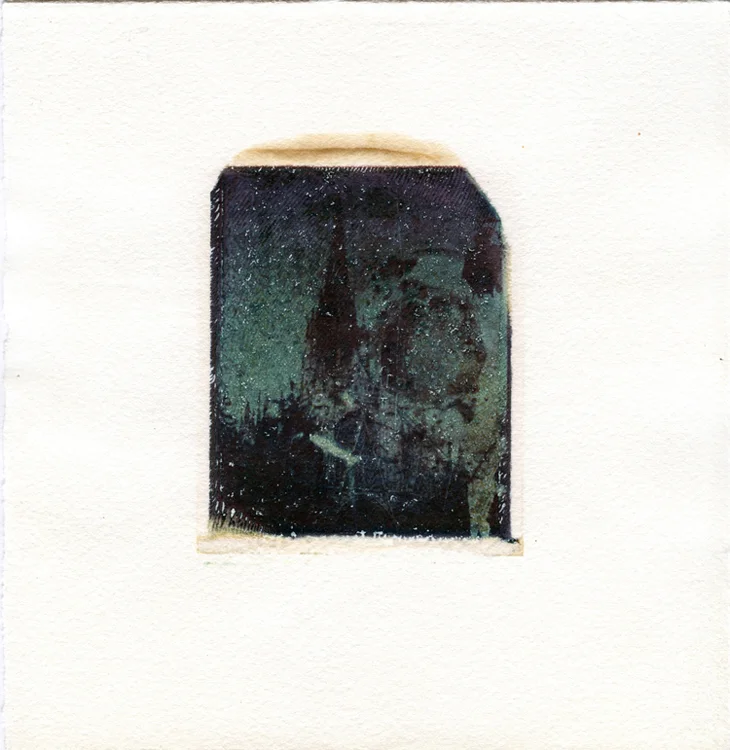 Insubstantial Pageant , Detail 1 of 5, Polaroid Transfer on Cold Press Watercolor Paper, 7.5" x 7.5", 2014
