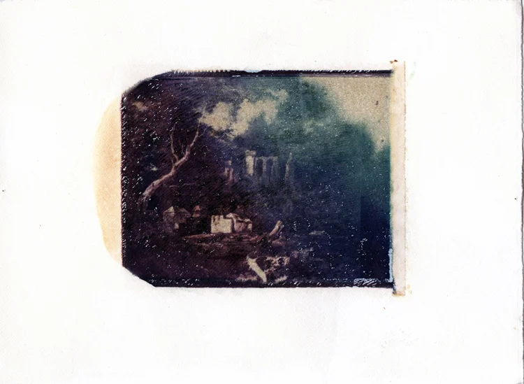 Insubstantial Pageant , Detail 4 of 5, Polaroid Transfer on Hot Press Watercolor Paper, 5.5" x 7.5", 2014
