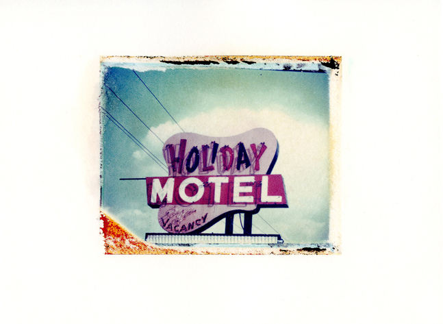   Holiday Motel, Wisconsin Dells, Wisconsin ,&nbsp;Polaroid Transfer on hot press watercolor paper,&nbsp;7.5" x 6", 2012&nbsp; 