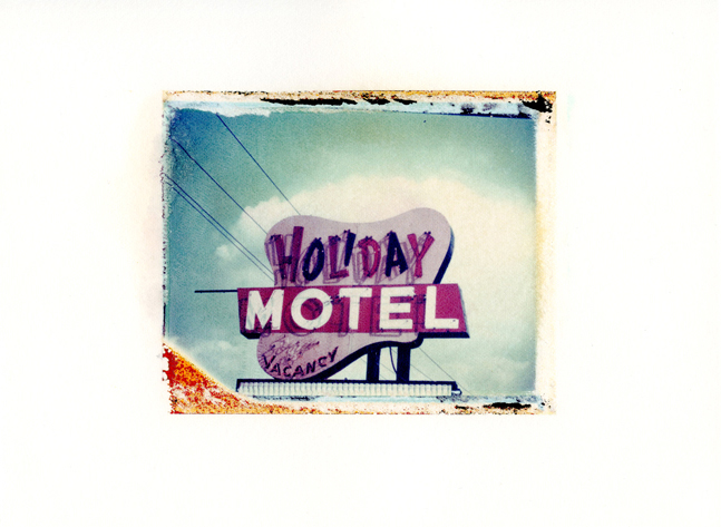 Holiday Motel, Wisconsin Dells, Wisconsin , Polaroid Transfer on hot press watercolor paper, 7.5" x 6", 2012 