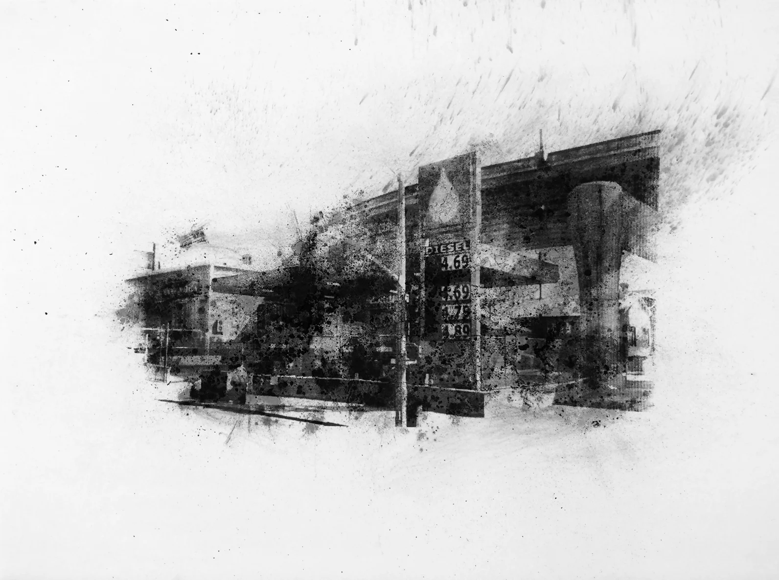 Ron, La Mesa , Charcoal Screen Print, 18"x24", 2016