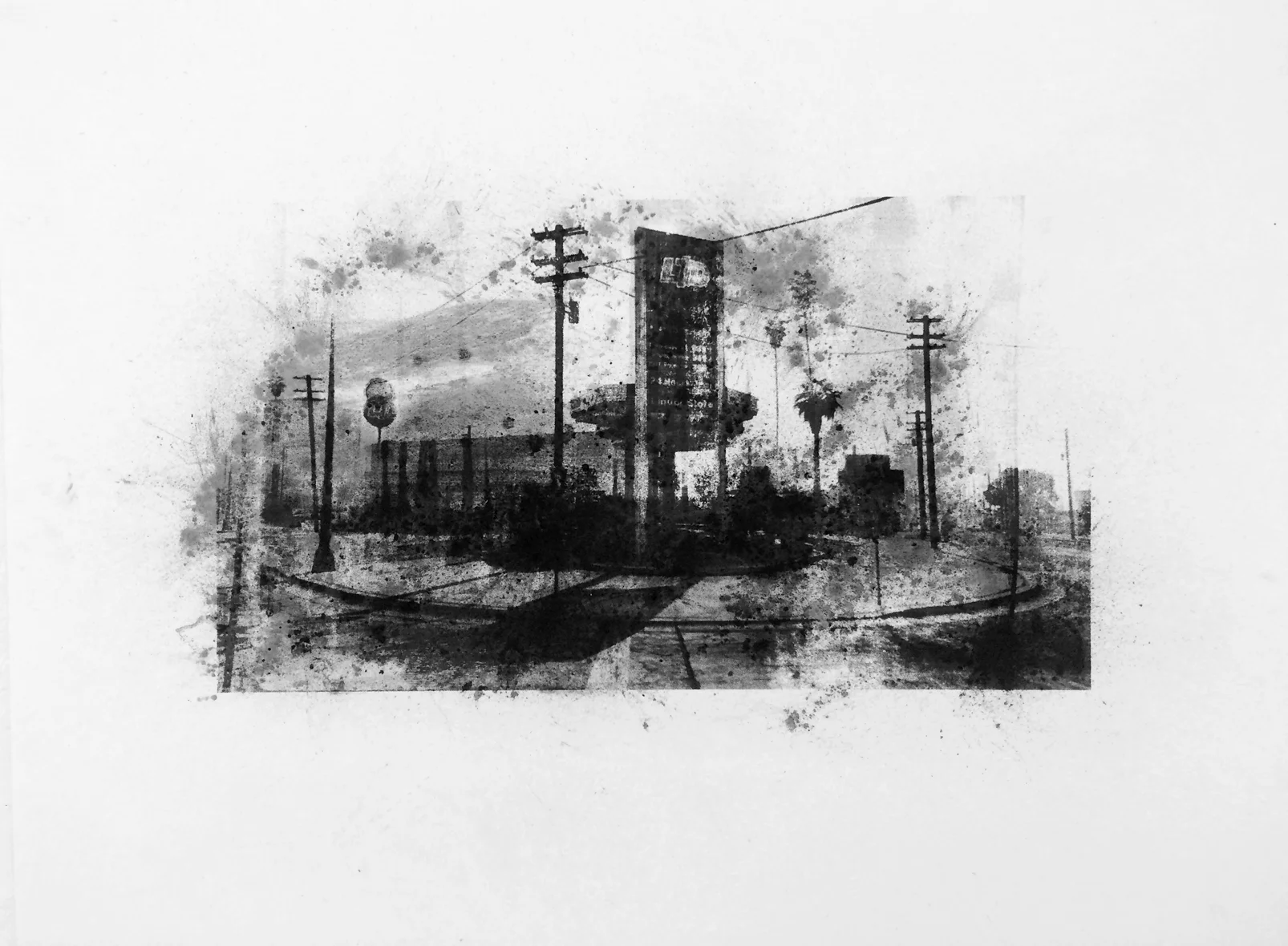 Limited Gasoline, Davis , Charcoal Screen Print, 18"x24", 2016