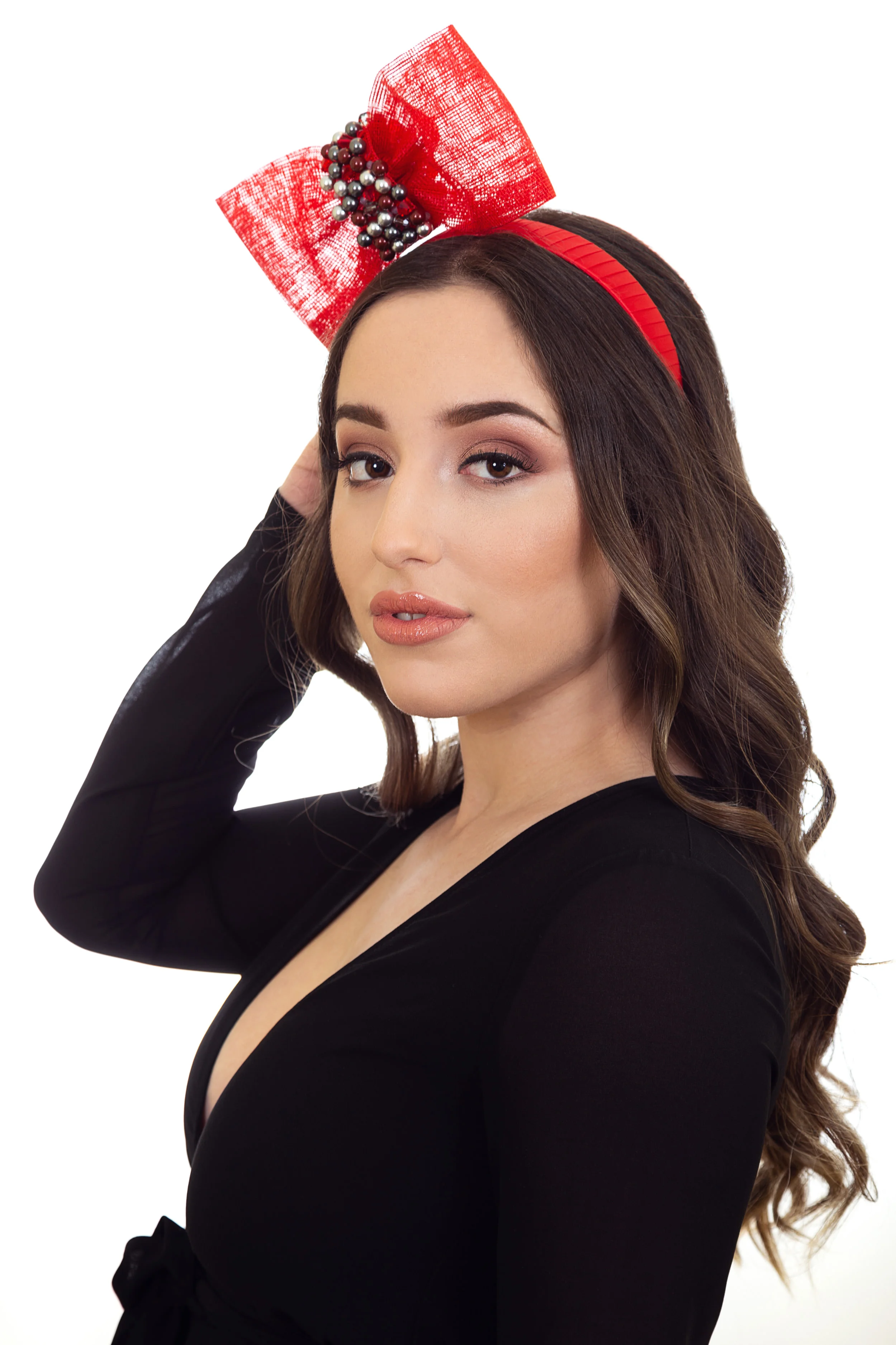 Red Bow Fascinator