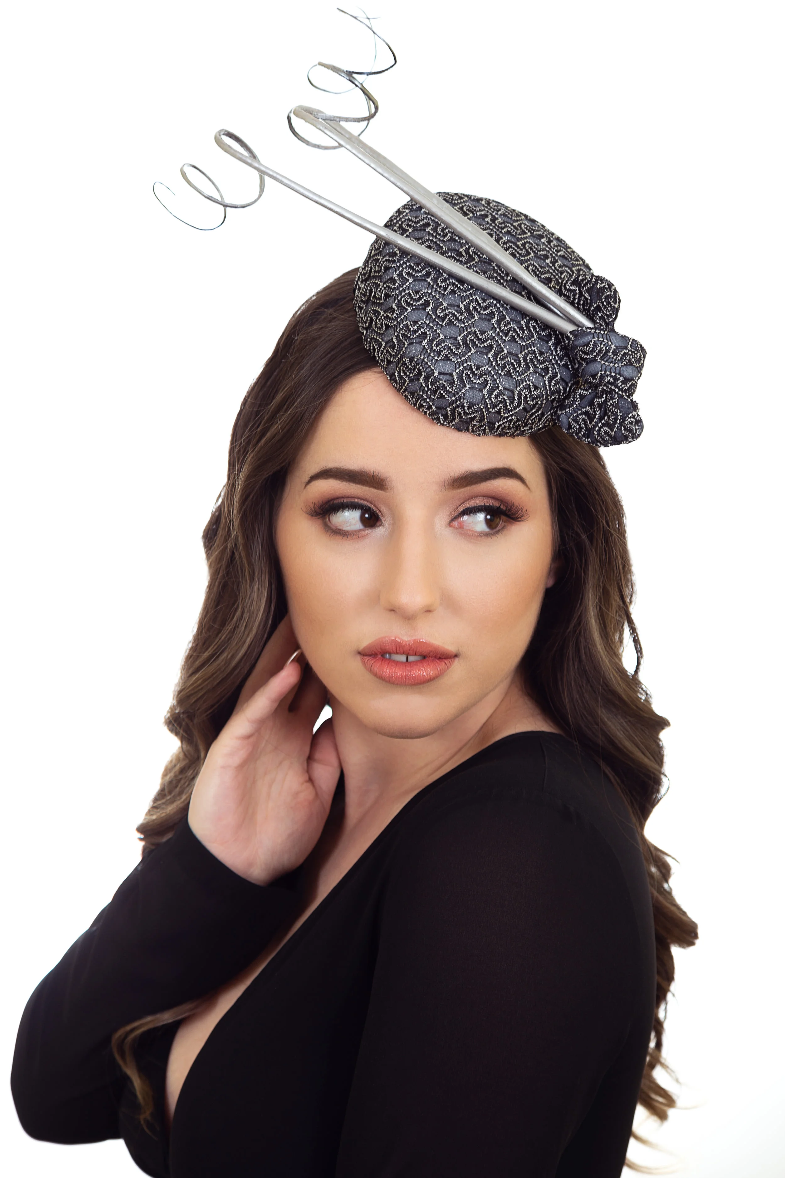 Black and Silver Fascinator Hat