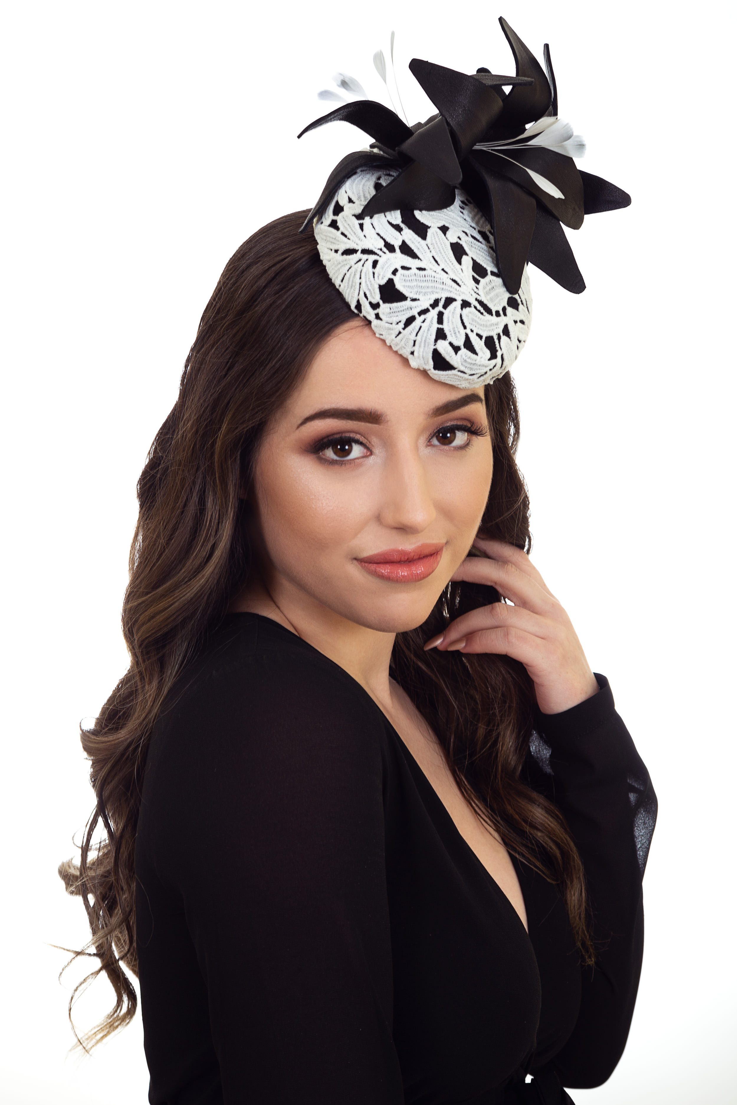 Black and White Ladies Wedding Hat