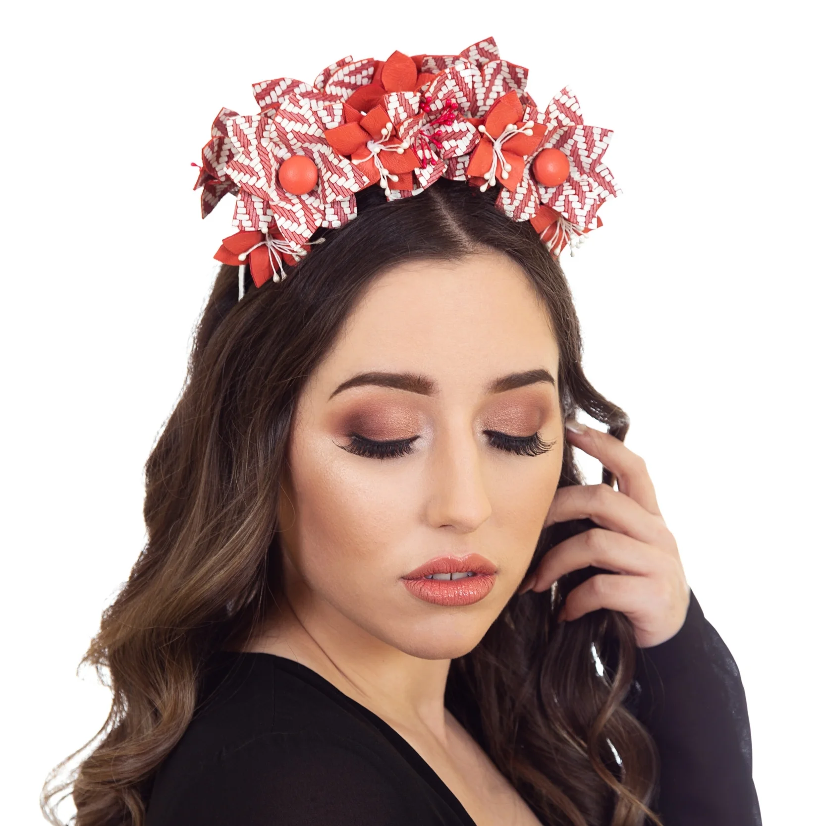 Red & White Fascinator