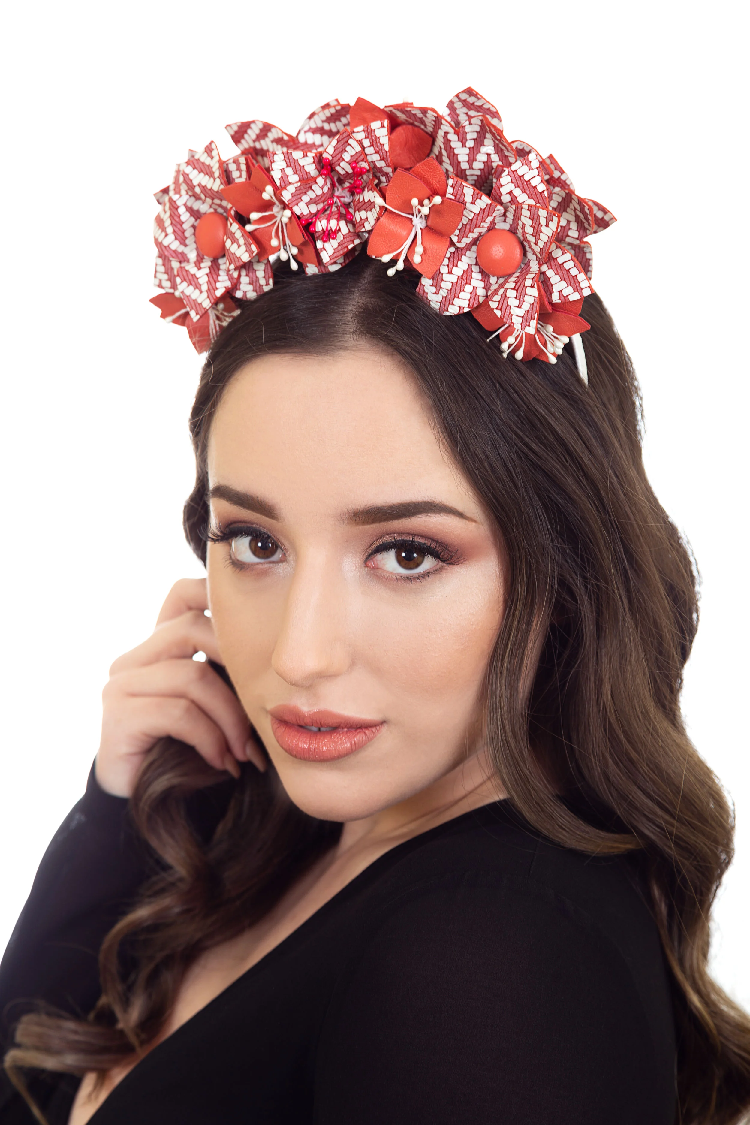 Red &amp; White Fascinator