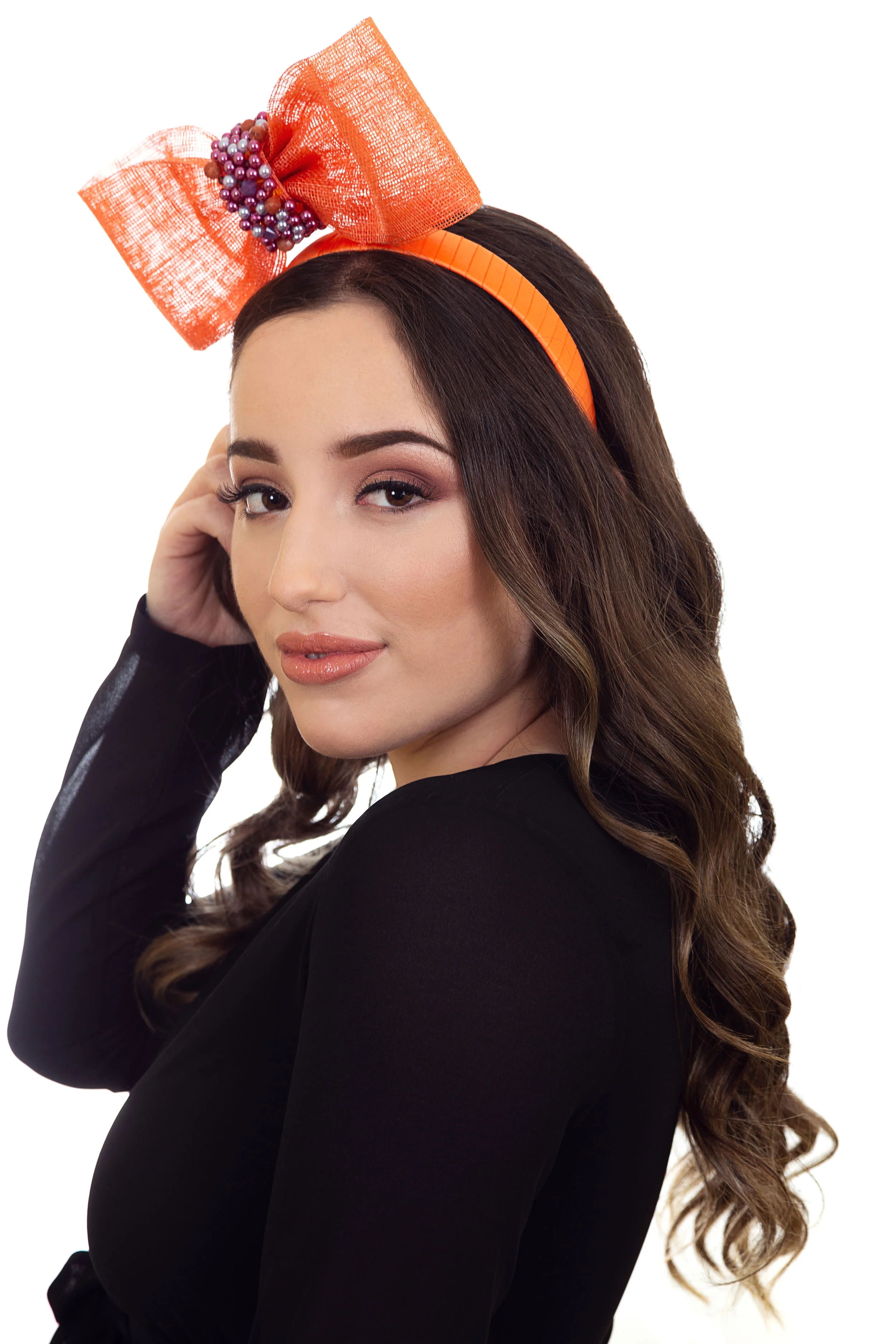 Orange Bow Fascinator