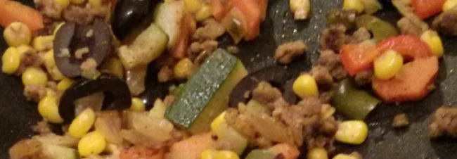 Mixed vegetables with soya mince
