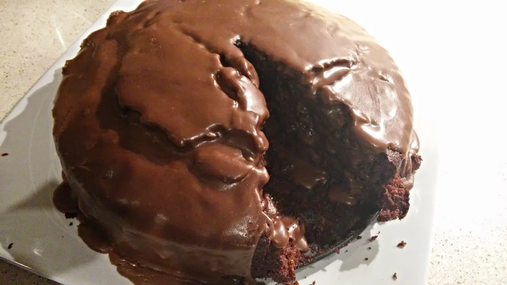 The cake after the icing was added