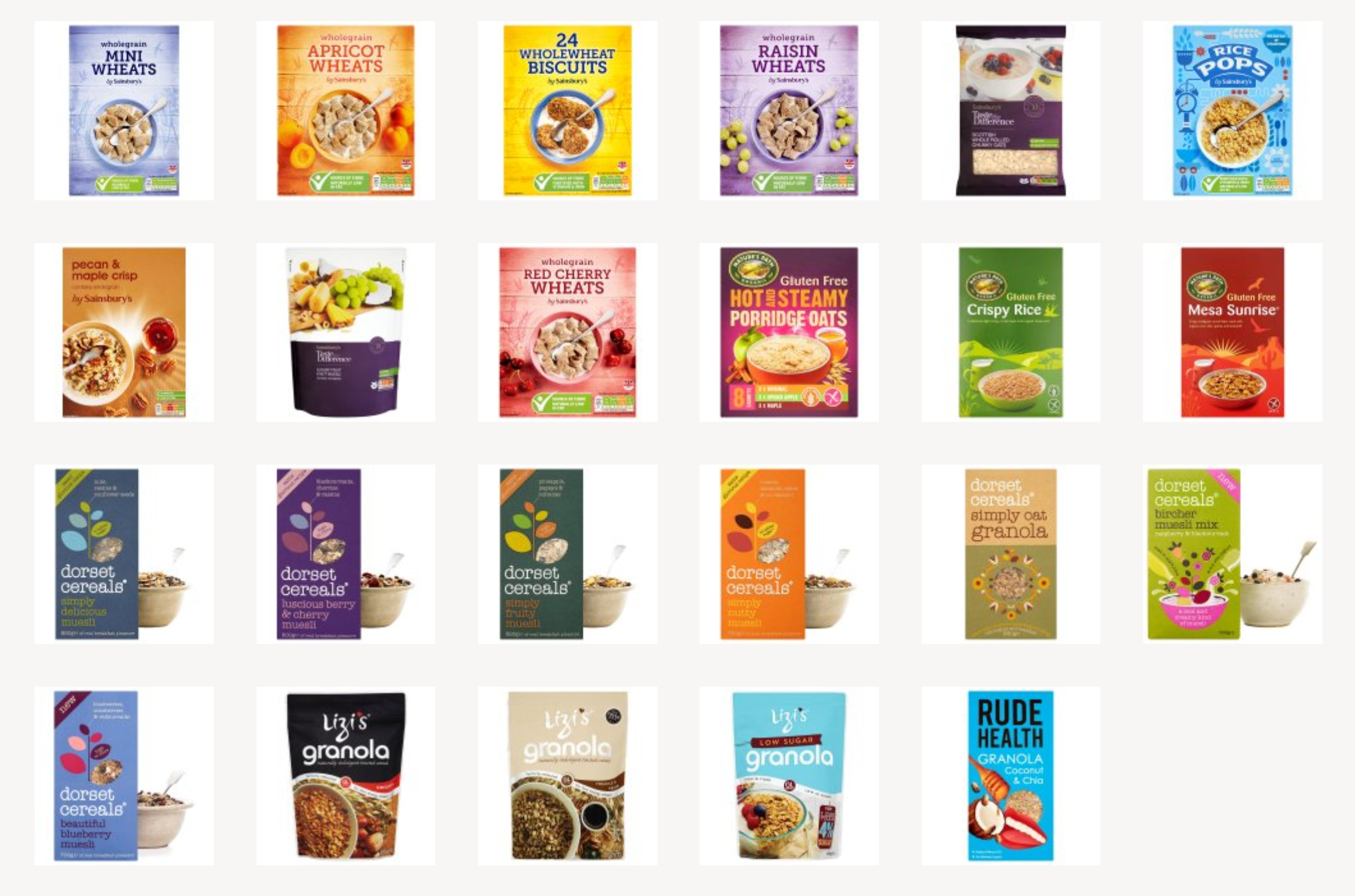 Vegan cereals in Sainsbury's
