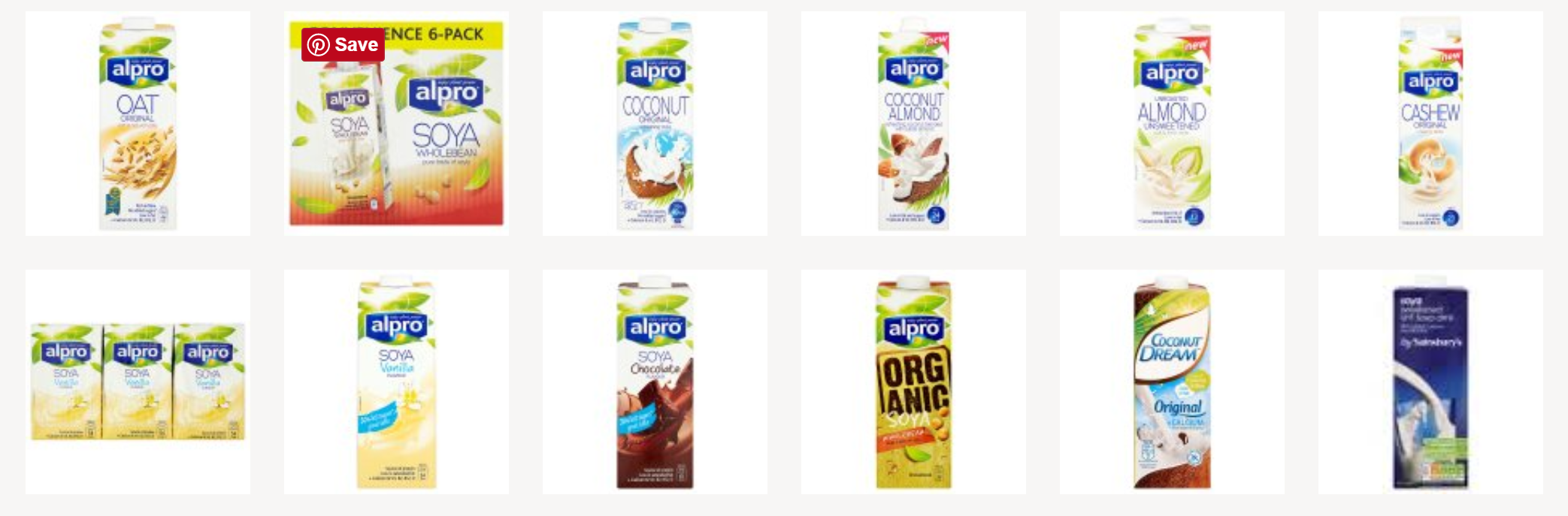 Vegan milk in Sainsbury's