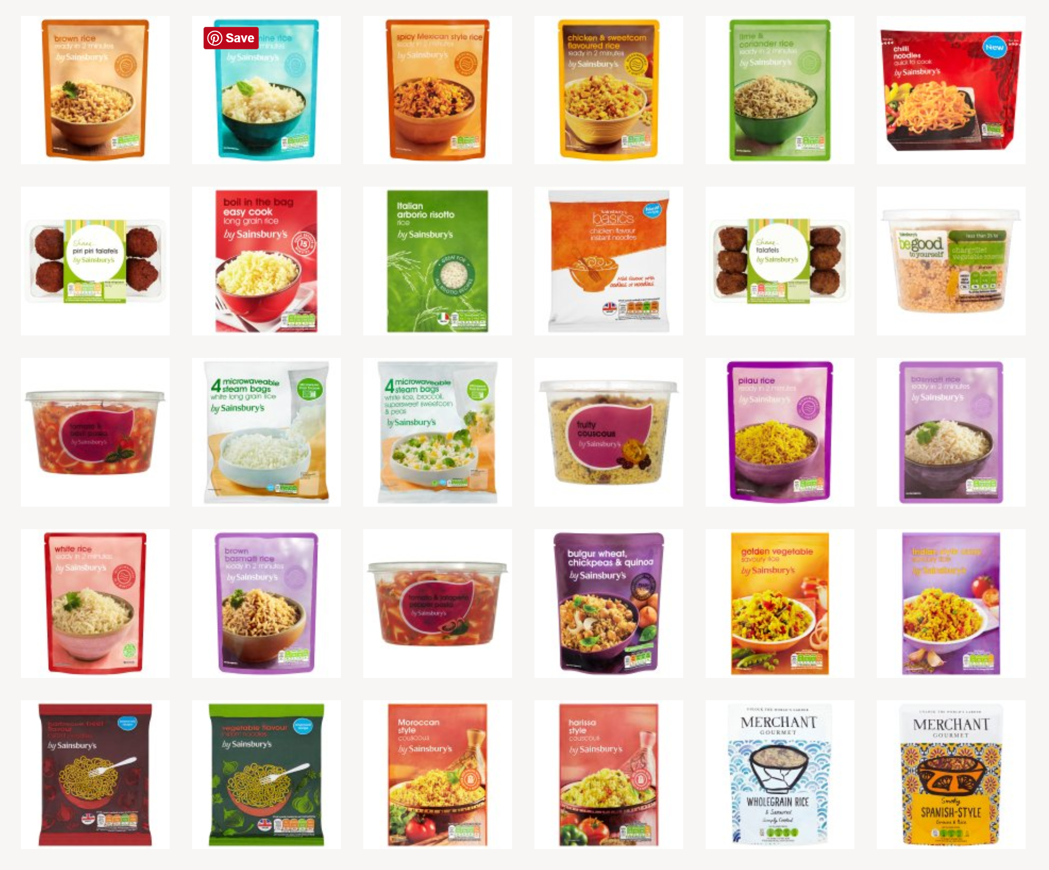 Vegan ready made rice, bits and noodles in Sainsbury's