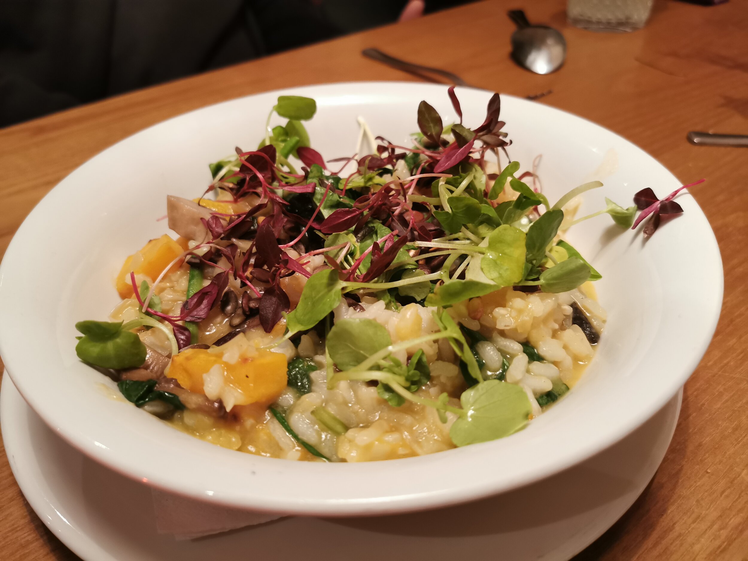 Seasonal Risotto: creamy pumpkin &amp; butternut squash risotto with baby spinach and pumpkin seeds