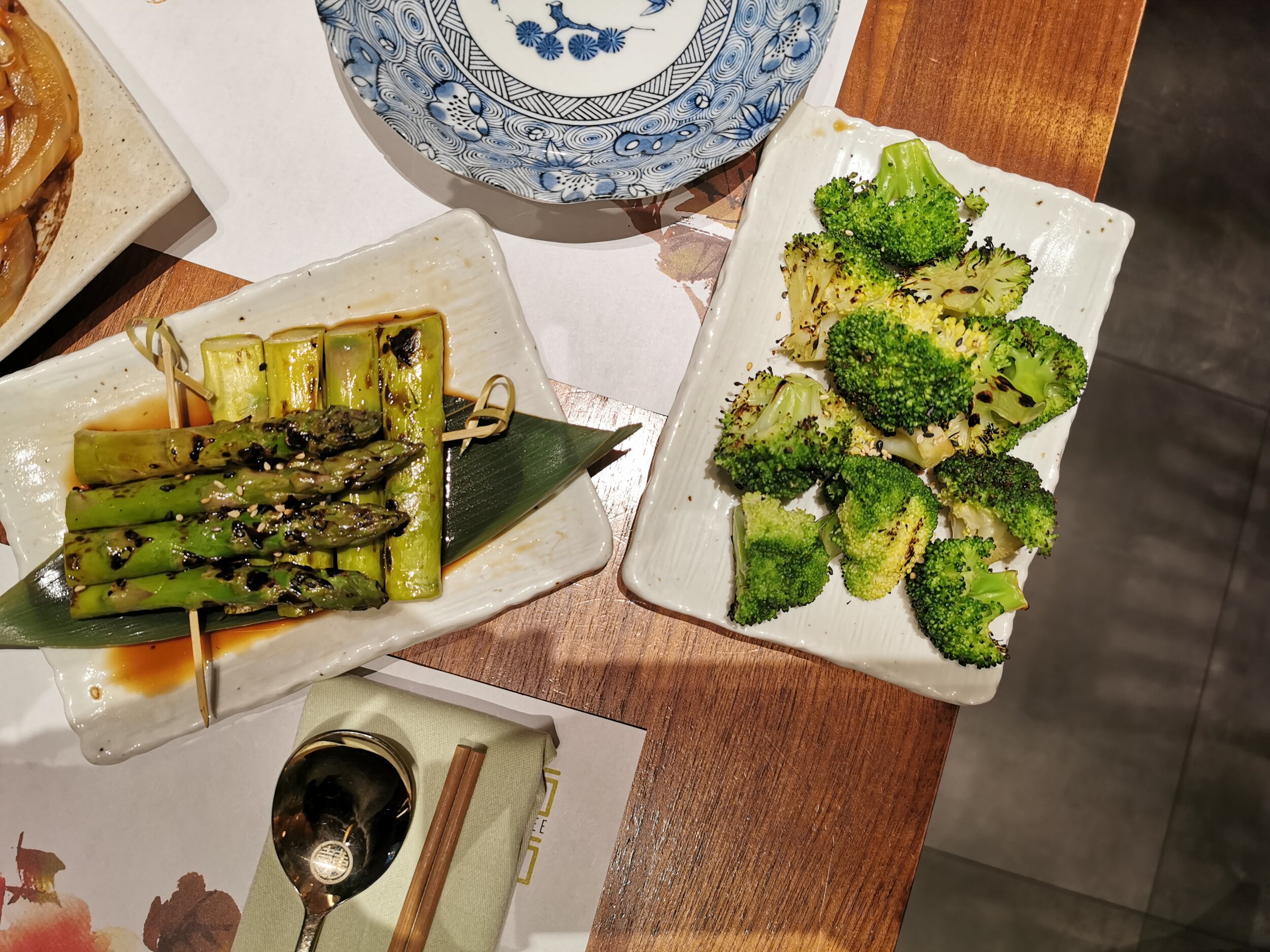 Chargrilled broccoli served with a soybean and miso mayo dressing 