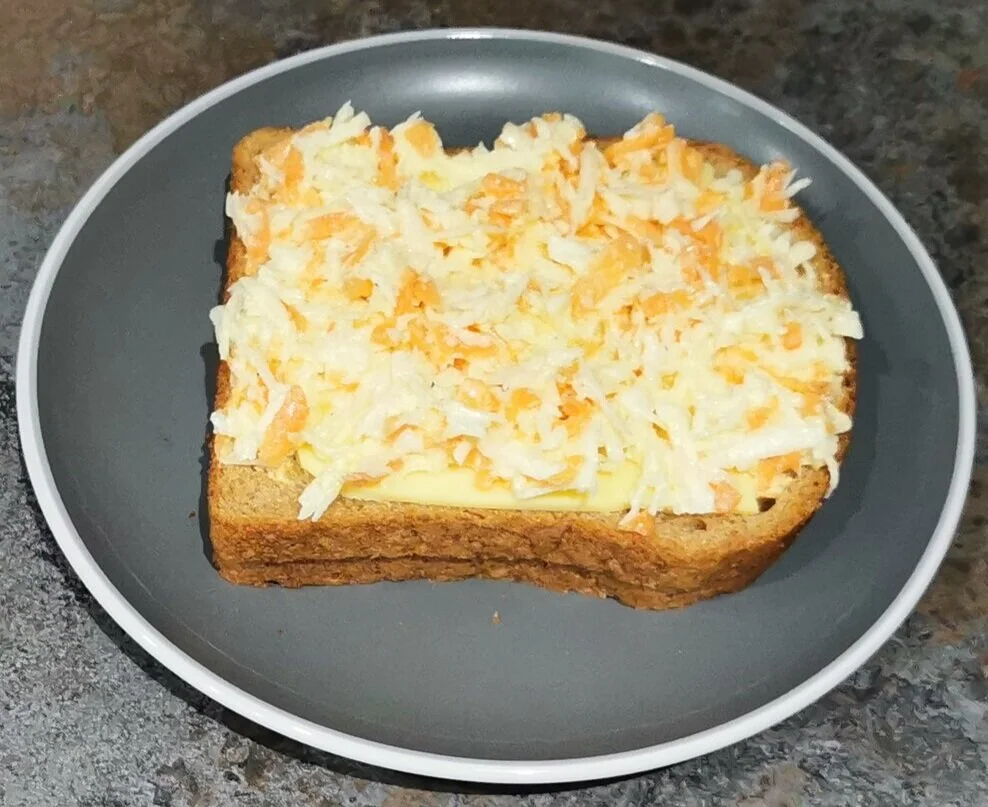 sandwich with vegan cheese and homemade coleslaw 