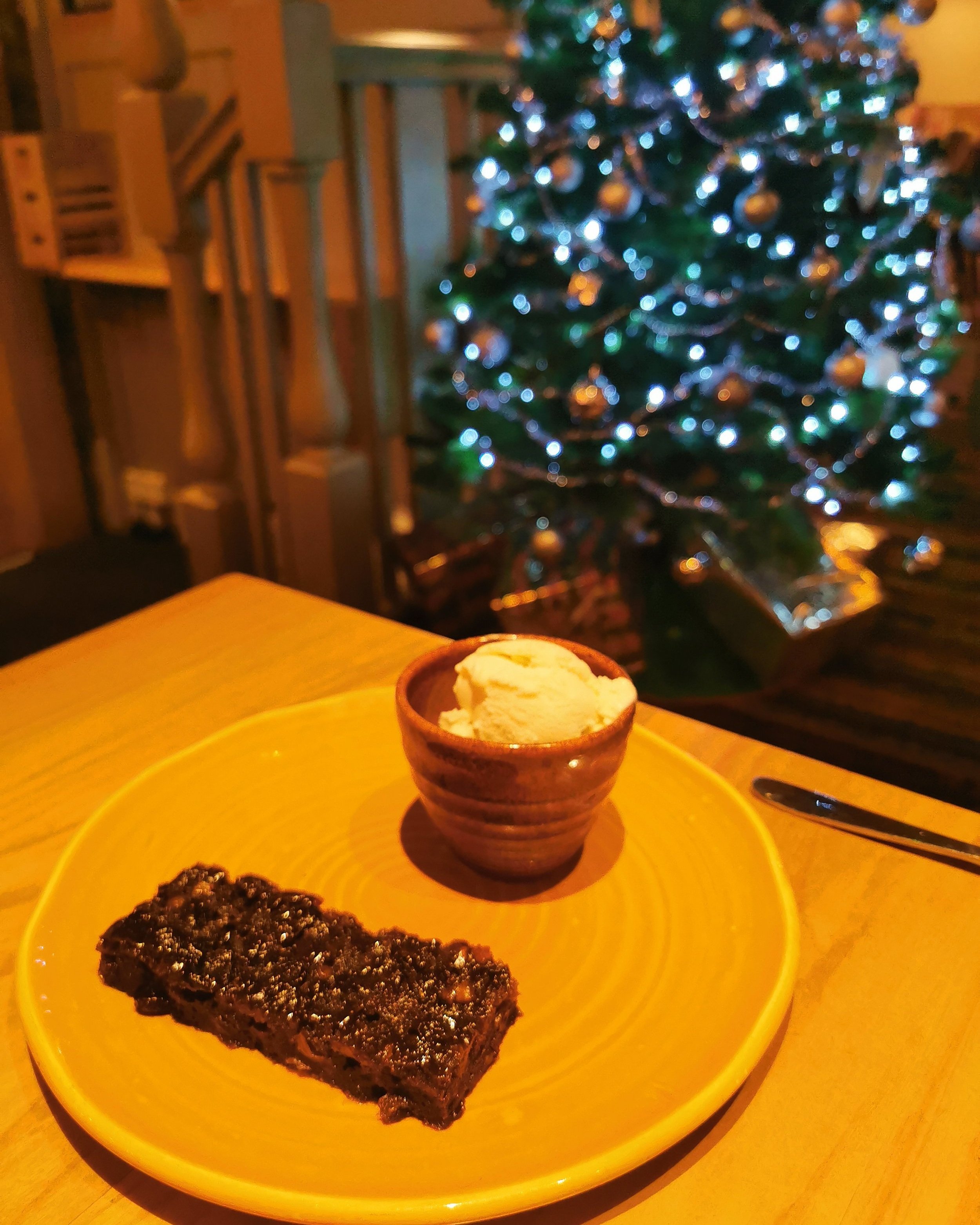 Vegan Christmas pudding at Harvester