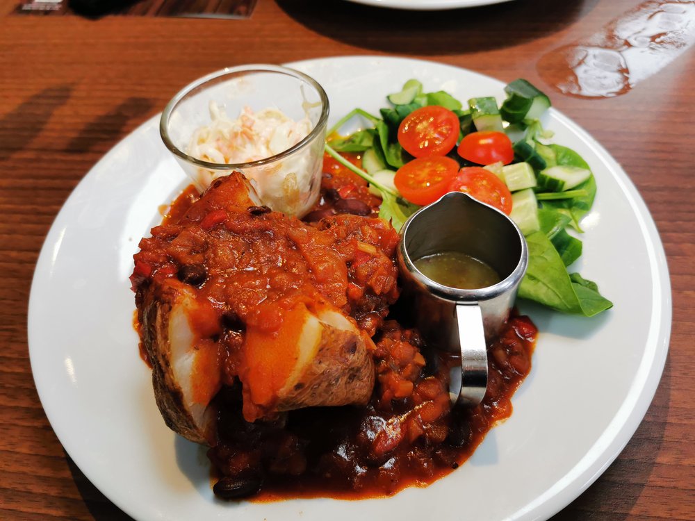 Vegan Jacket Potato at The Evergreen Restaurant