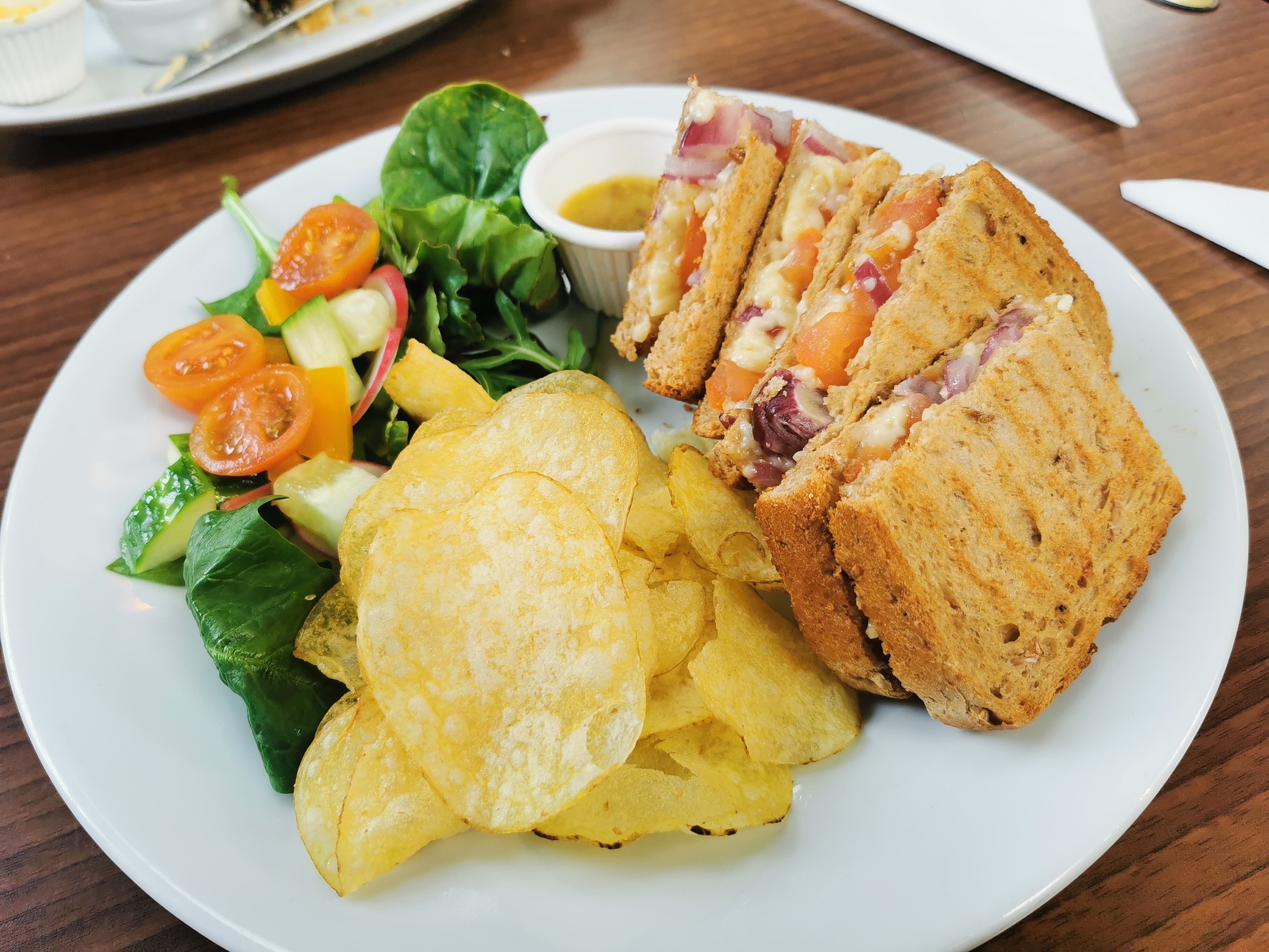 Vegan Cheddar, Tomato &amp; Onion Toastie at The Evergreen Restaurant