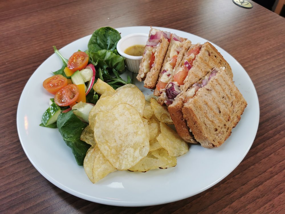 Vegan Cheddar, Tomato &amp; Onion Toastie at The Evergreen Restaurant