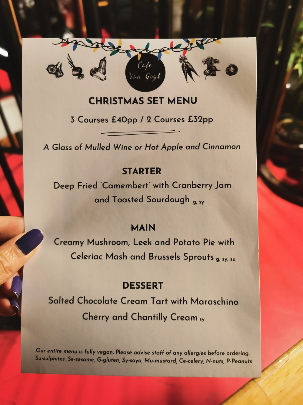 Café Van Gogh's Christmas Set Menu