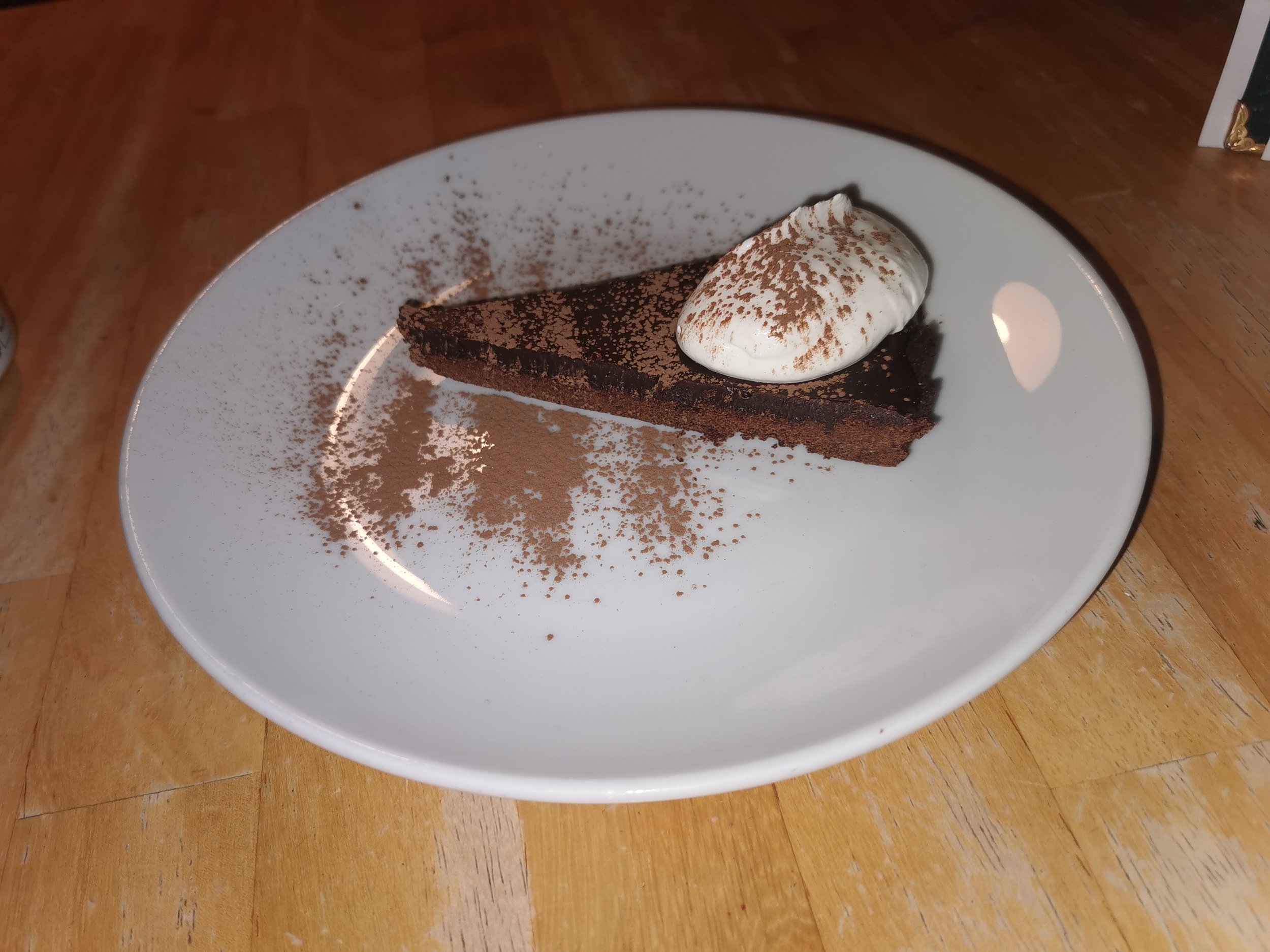 Salted Chocolate Tart and Chantilly Cream (without the Maraschino cherries)