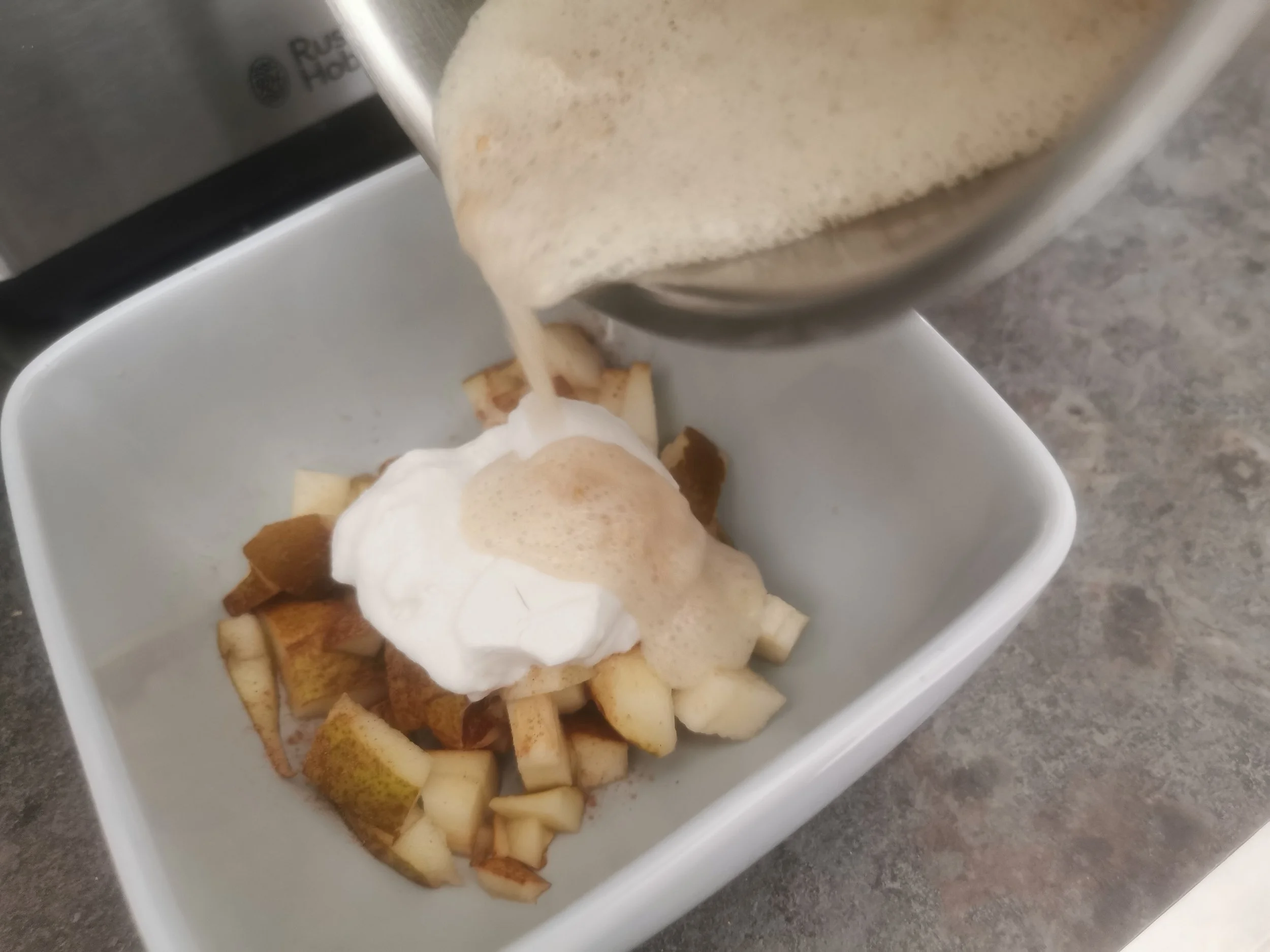 The porridge is poured on top 